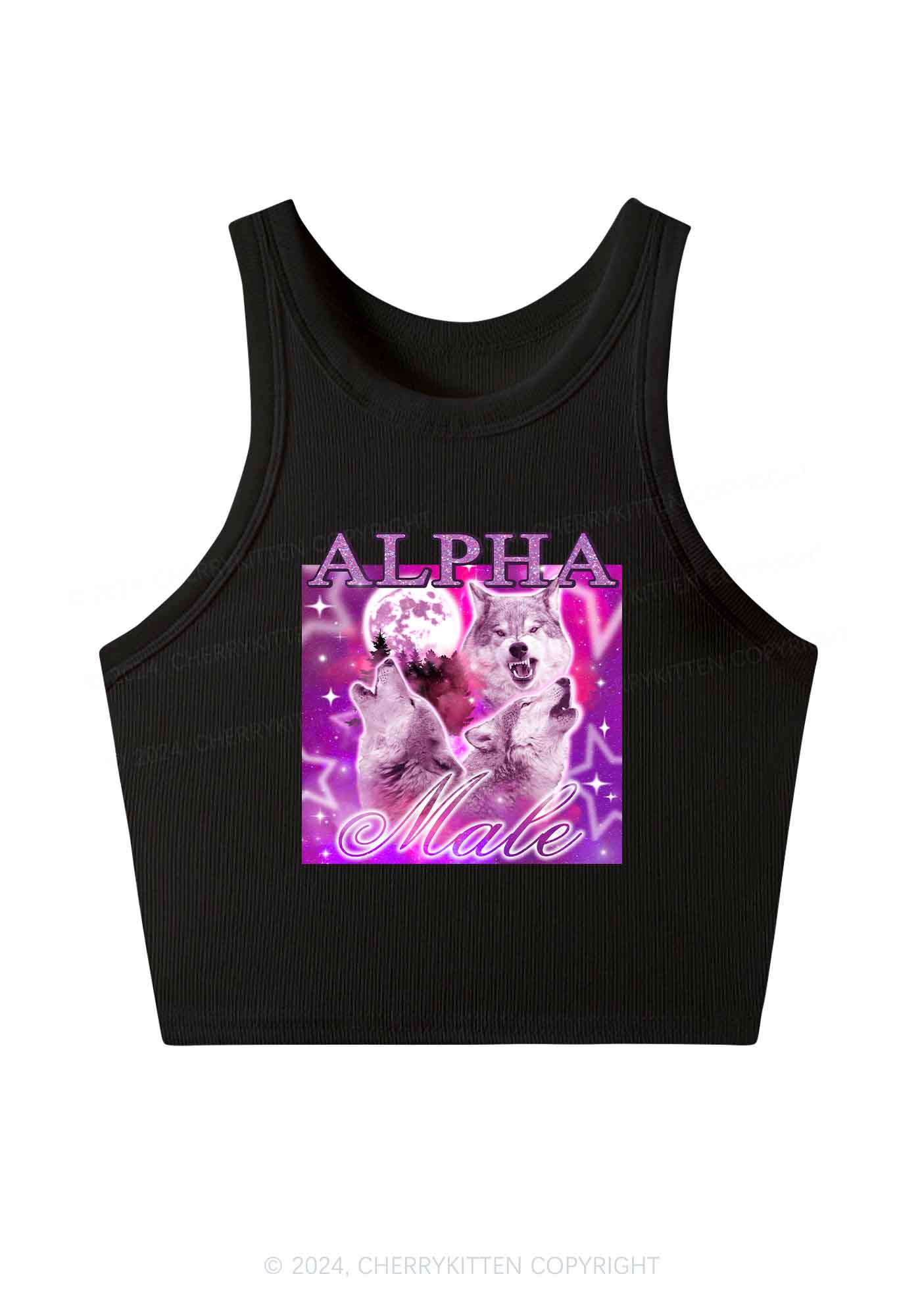 Alpha Male Wolf Y2K Crop Tank Top Cherrykitten - Image 3