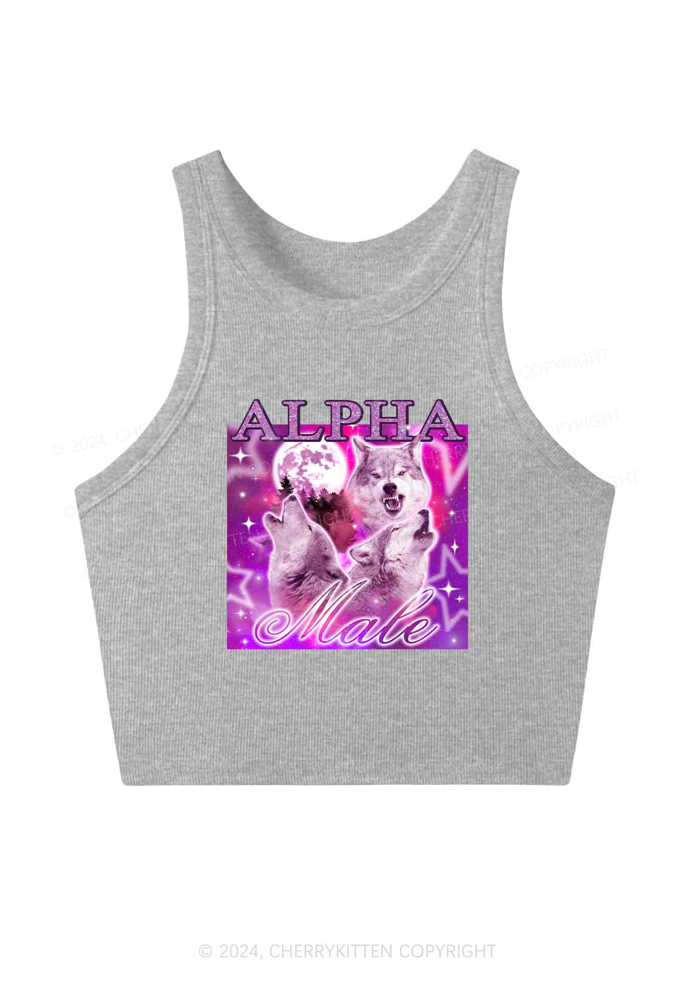 Alpha Male Wolf Y2K Crop Tank Top Cherrykitten - Image 4