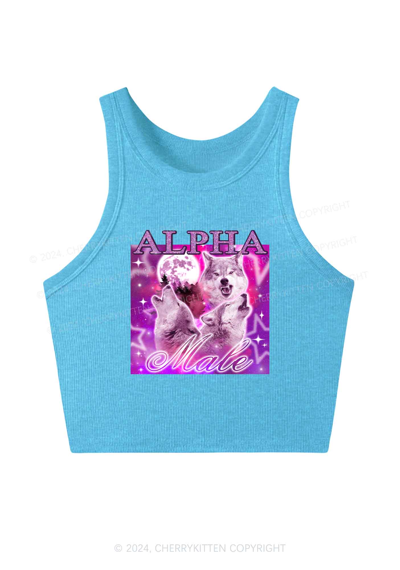 Alpha Male Wolf Y2K Crop Tank Top Cherrykitten - Image 5