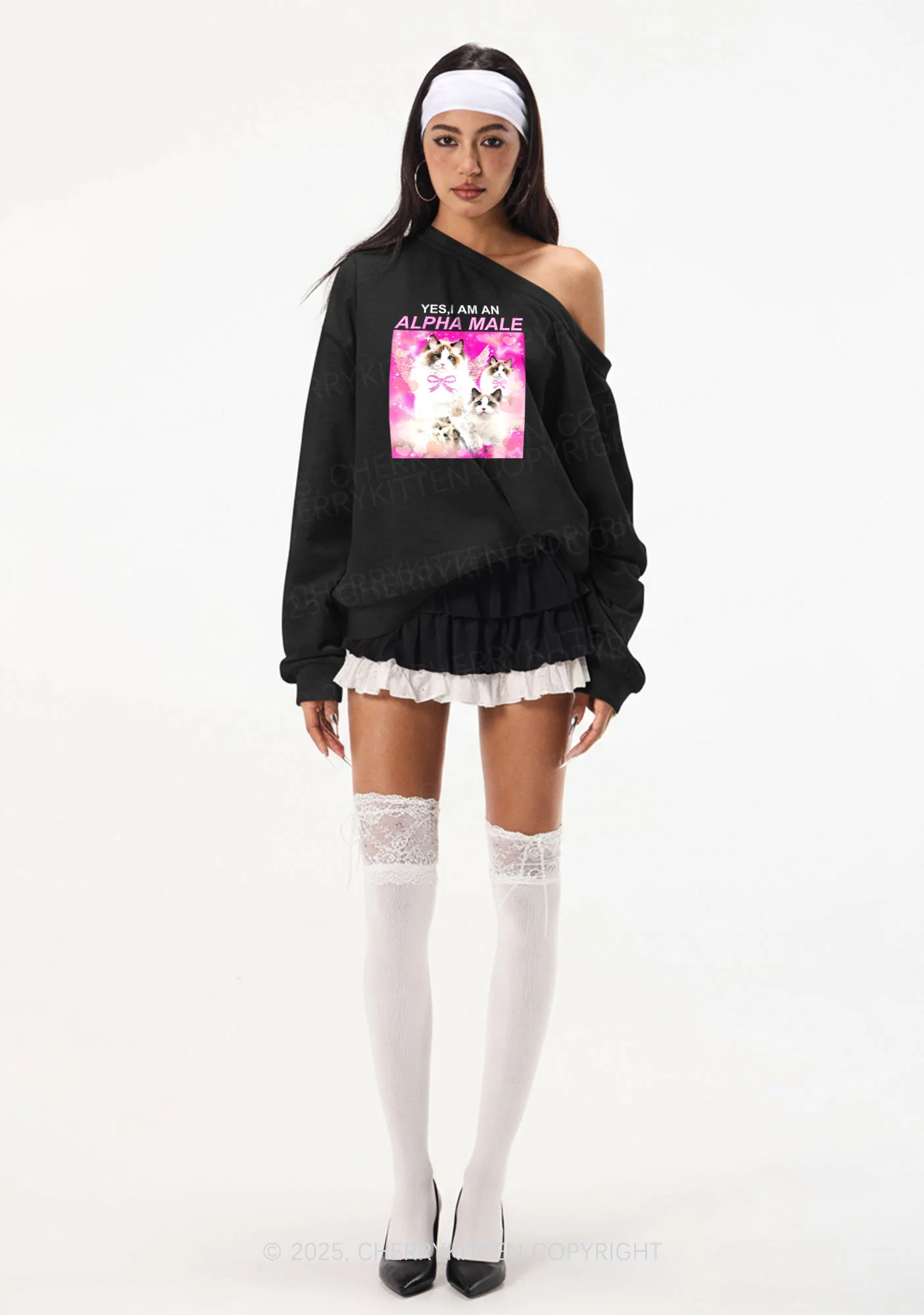 Alpha Male Y2K Off Shoulder Sweatshirts Cherrykitten - Image 2
