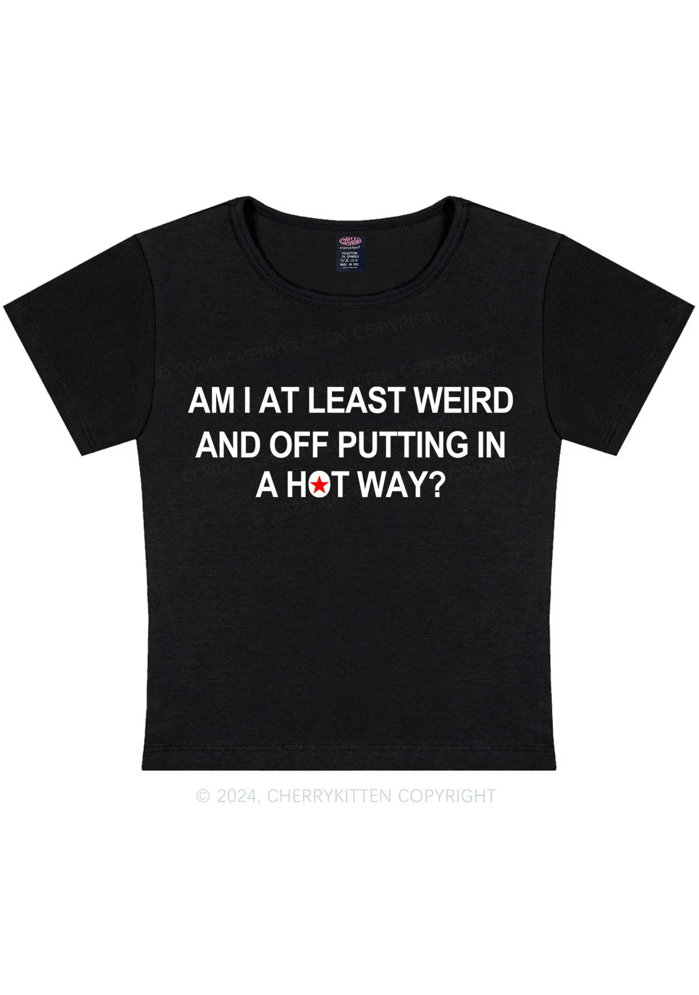 Am I Weird Y2K Baby Tee Cherrykitten - Image 4
