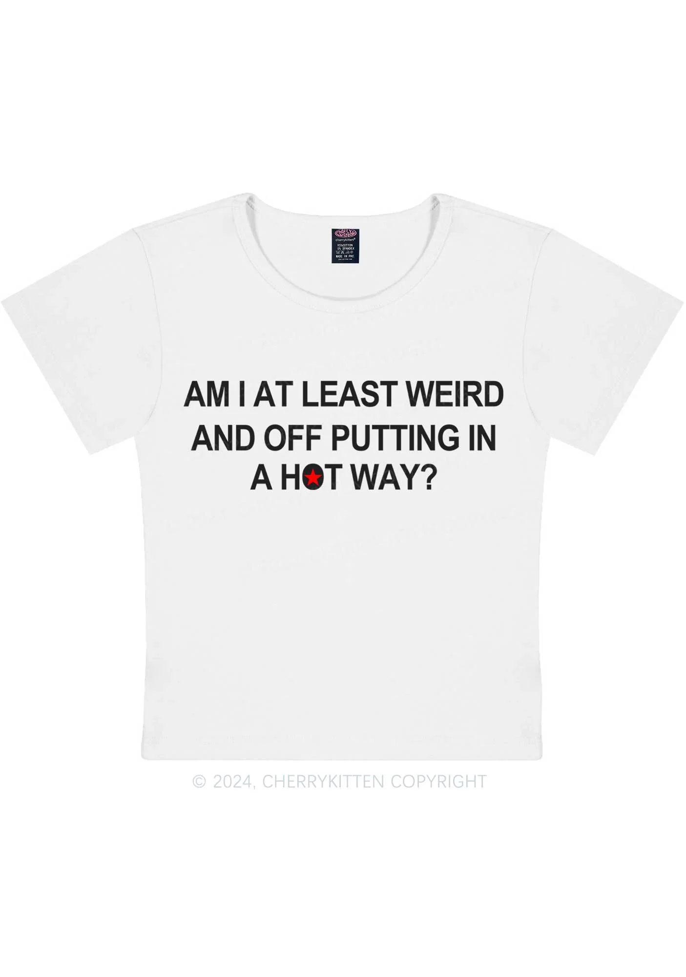 Am I Weird Y2K Baby Tee Cherrykitten - Image 5