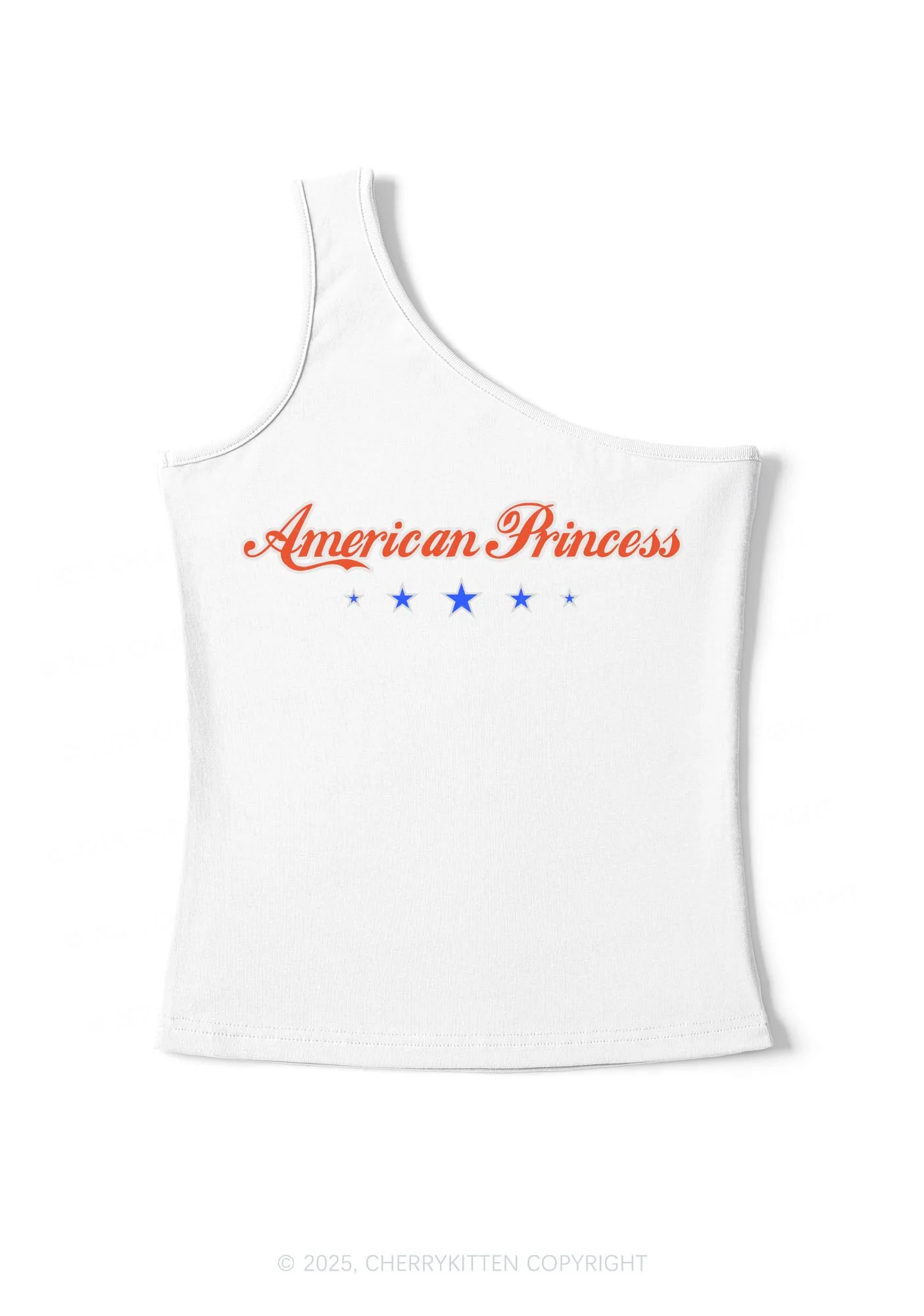 American Princess Y2K One Shoulder Tank Top Cherrykitten - Image 2