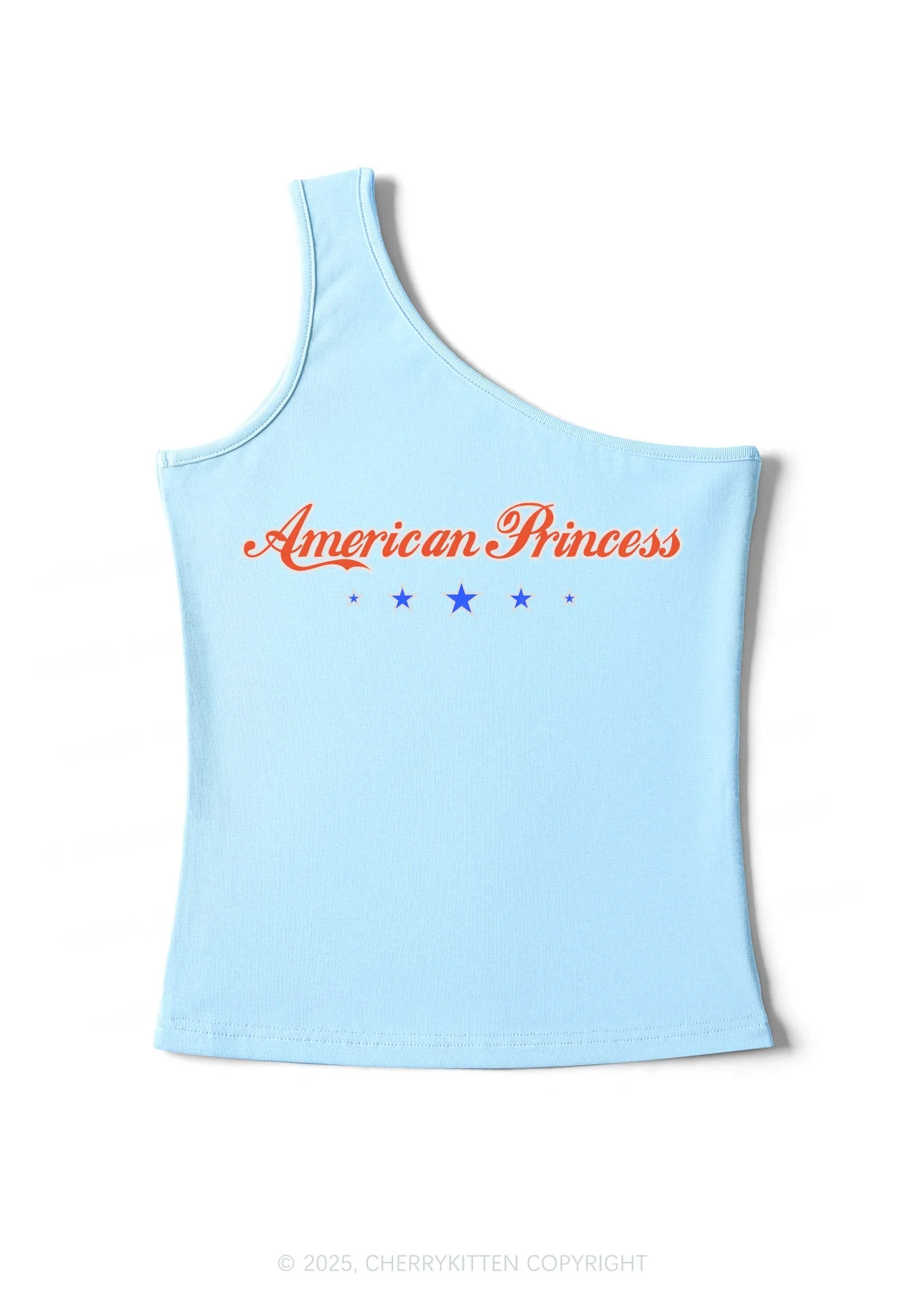 American Princess Y2K One Shoulder Tank Top Cherrykitten - Image 4