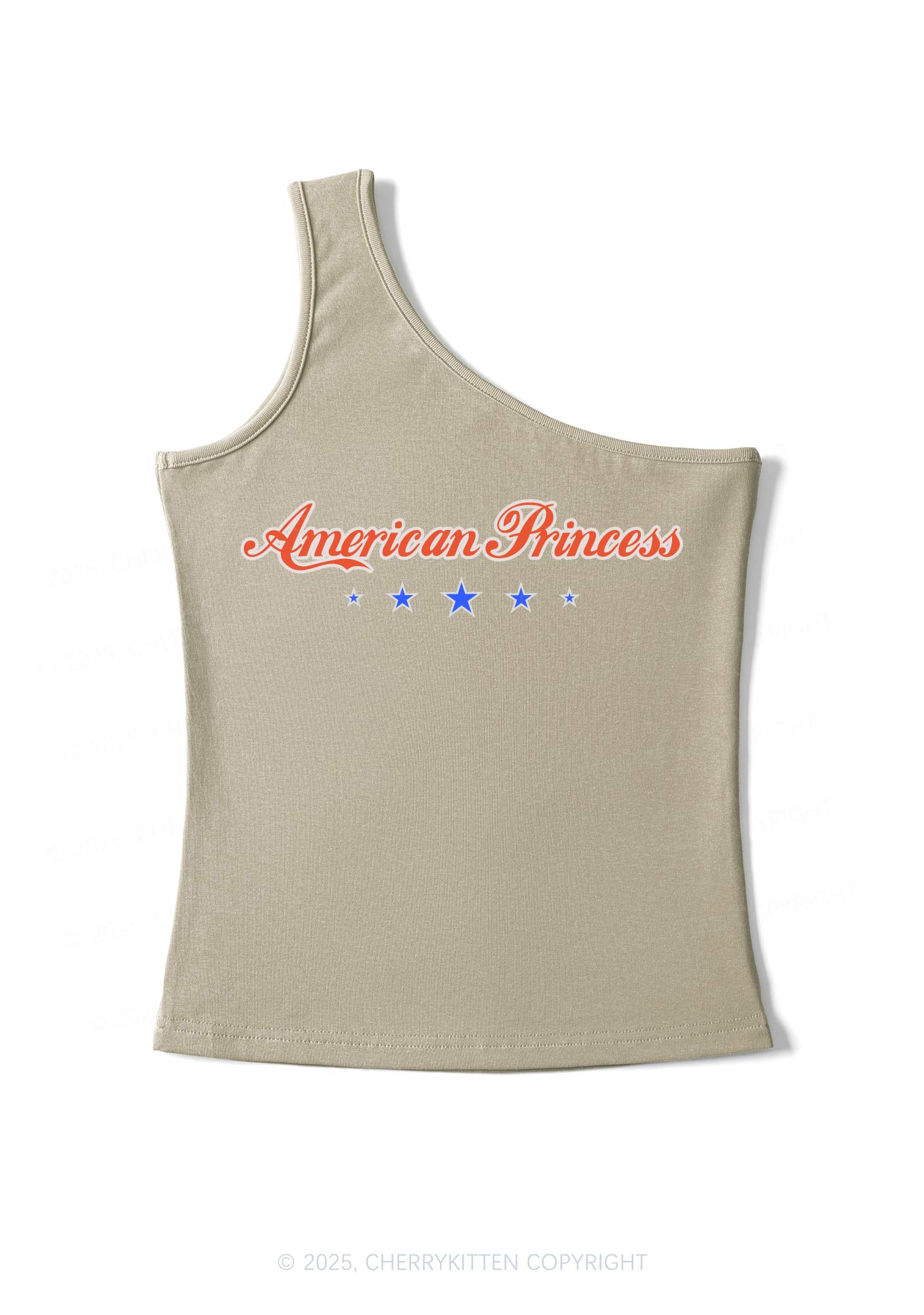 American Princess Y2K One Shoulder Tank Top Cherrykitten - Image 5