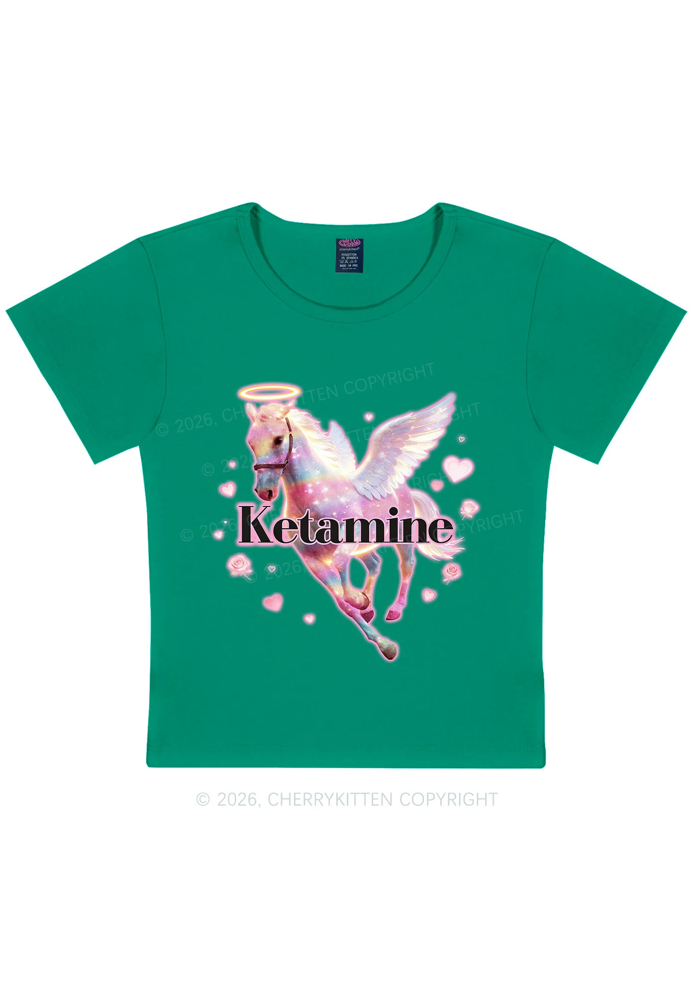 Angel K Horse Valentine's Day Y2K Baby Tee Cherrykitten - Image 11