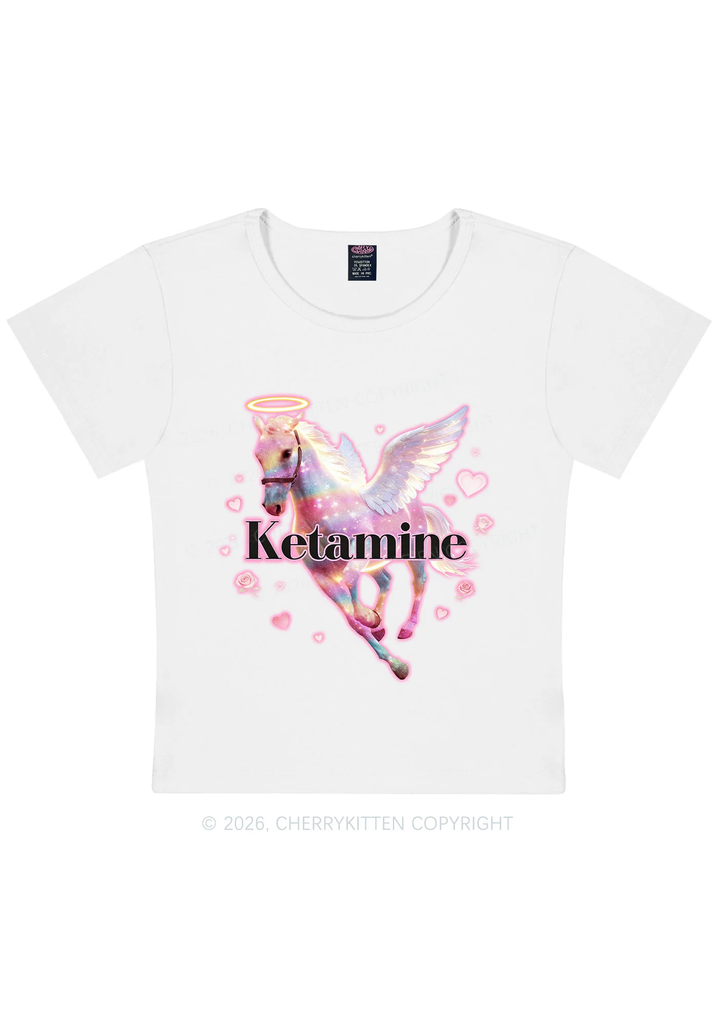 Angel K Horse Valentine's Day Y2K Baby Tee Cherrykitten - Image 4