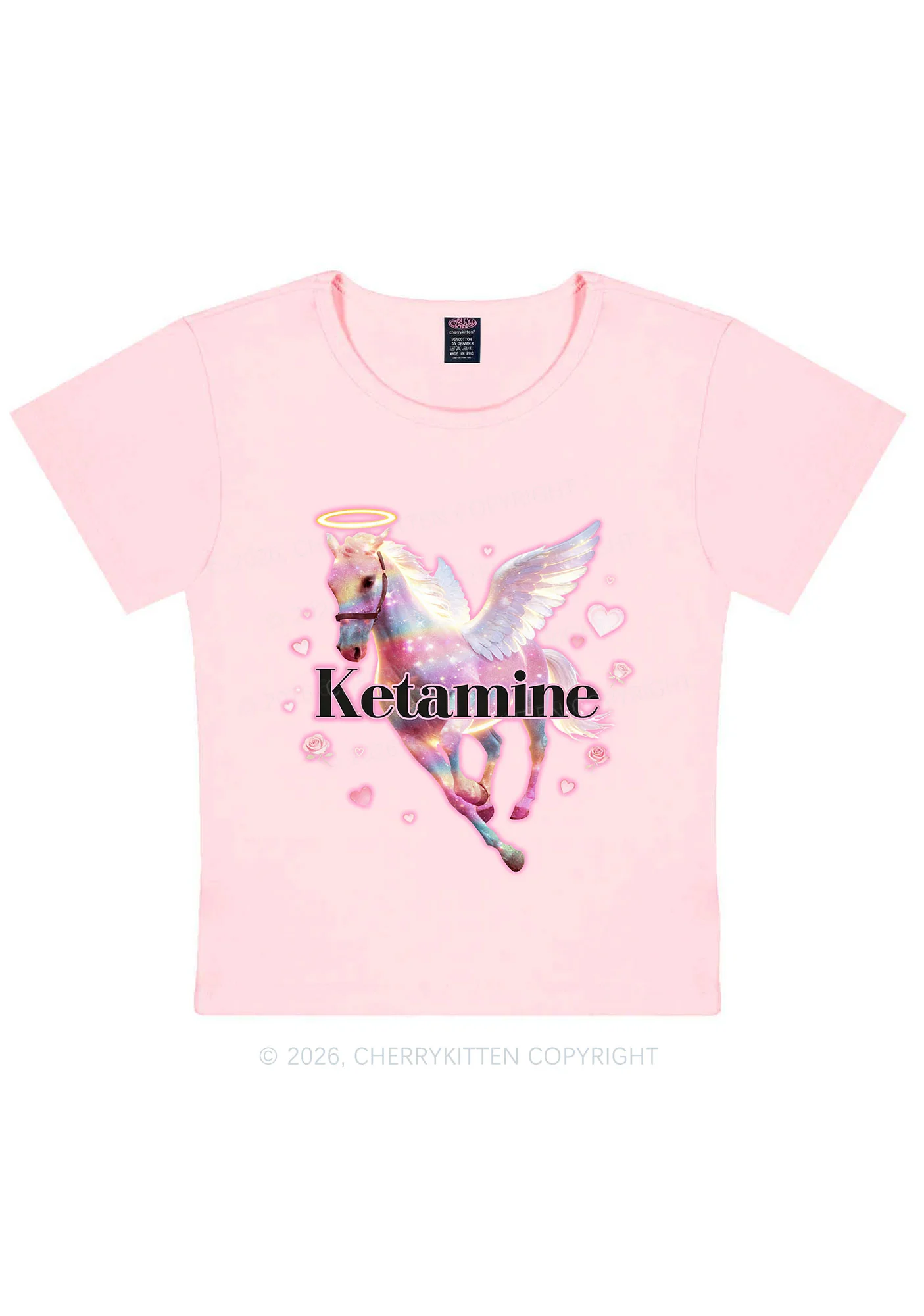Angel K Horse Valentine's Day Y2K Baby Tee Cherrykitten - Image 5