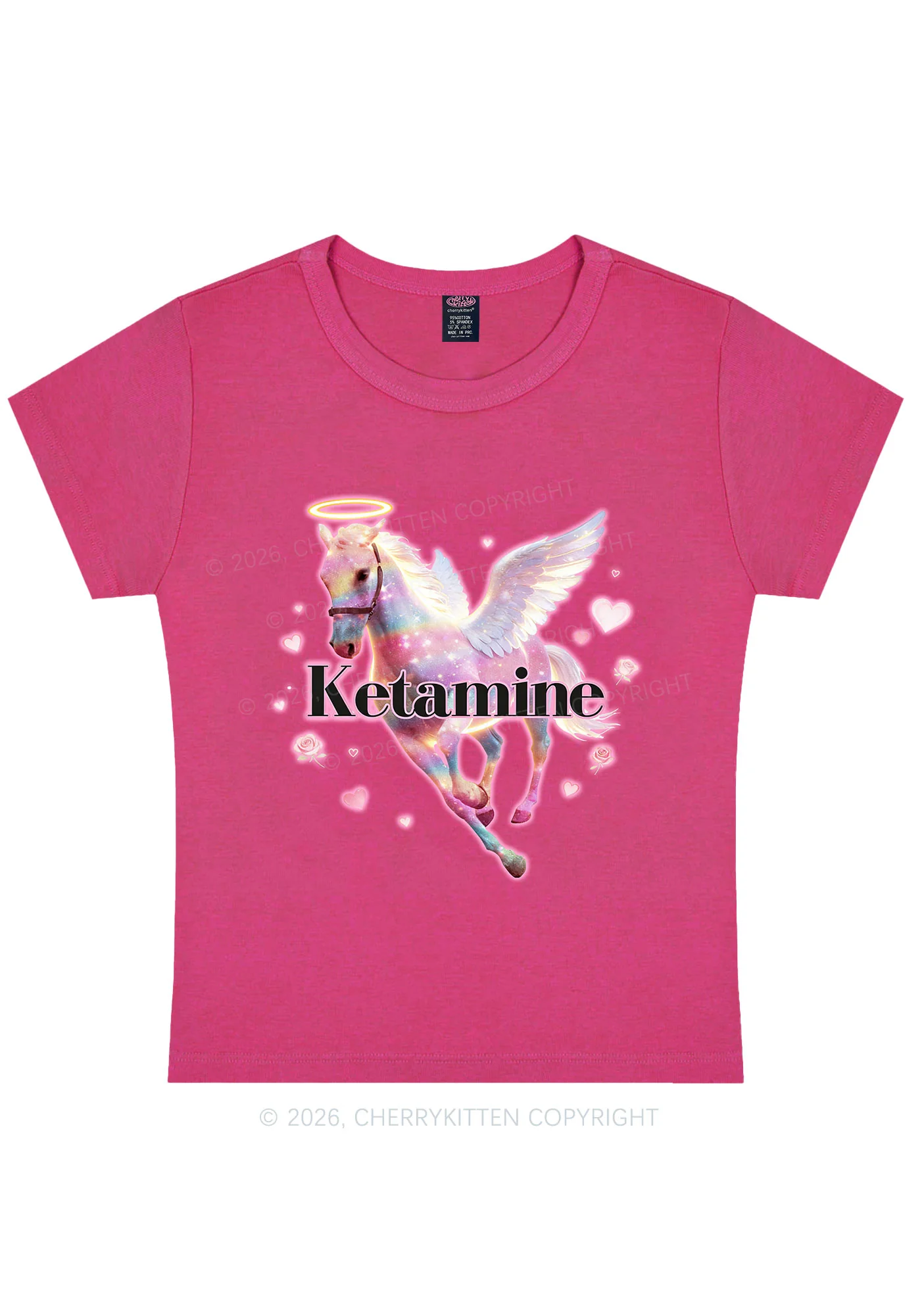 Angel K Horse Valentine's Day Y2K Baby Tee Cherrykitten - Image 6