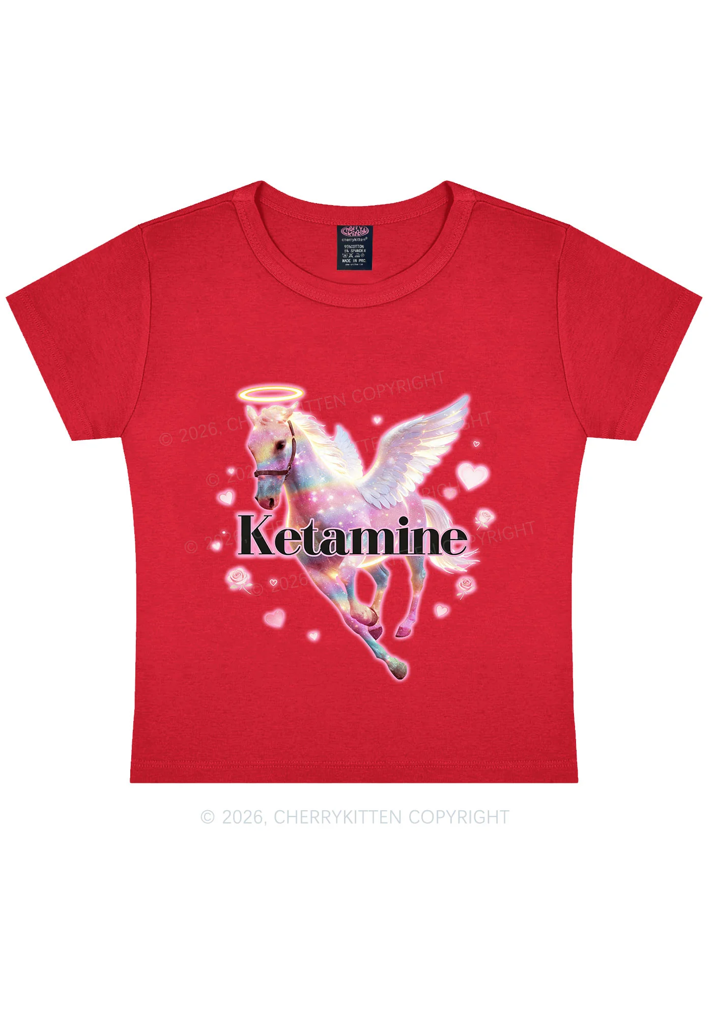 Angel K Horse Valentine's Day Y2K Baby Tee Cherrykitten - Image 7