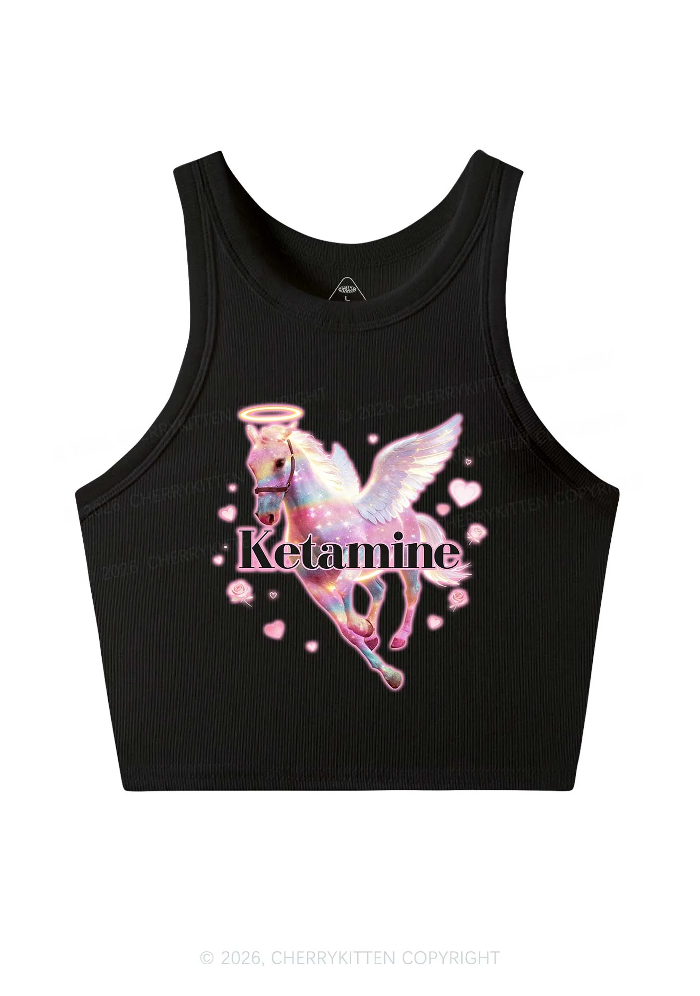 Angel K Horse Valentine's Day Y2K Crop Tank Top Cherrykitten - Image 3