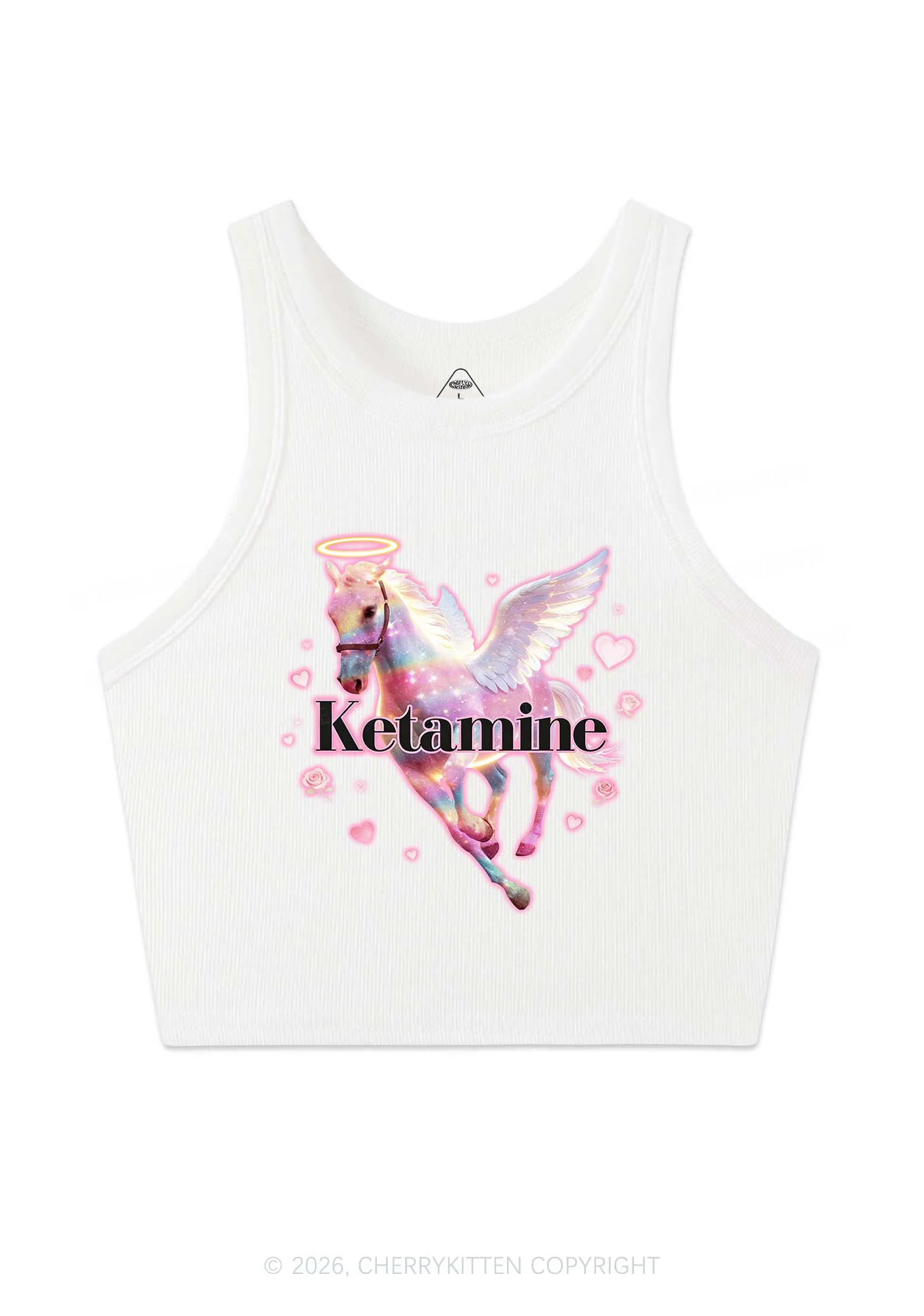 Angel K Horse Valentine's Day Y2K Crop Tank Top Cherrykitten - Image 4