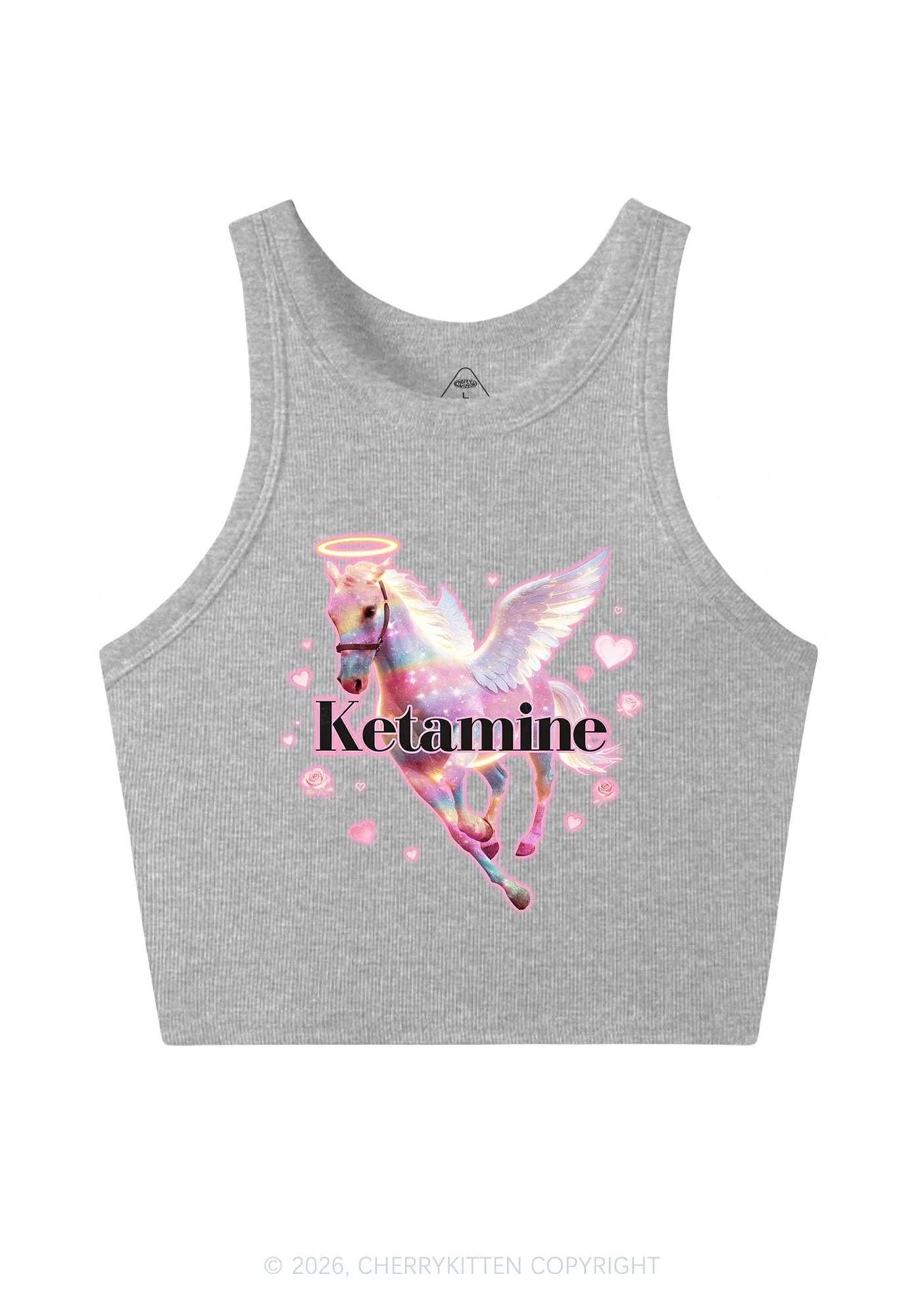 Angel K Horse Valentine's Day Y2K Crop Tank Top Cherrykitten - Image 5