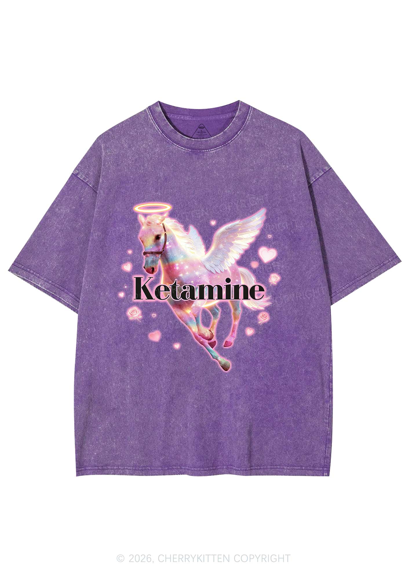 Angel K Horse Valentine's Day Y2K Shirts Washed Tee Cherrykitten - Image 4