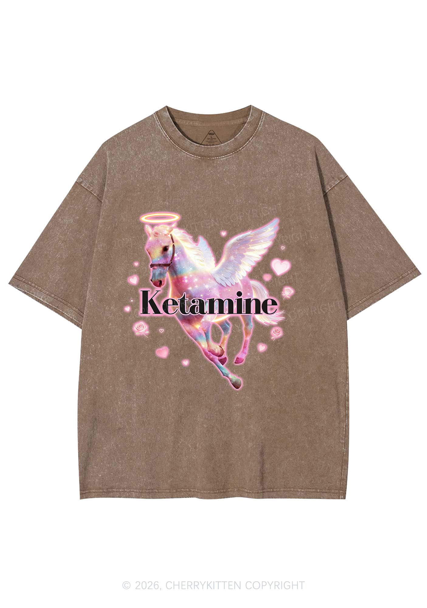 Angel K Horse Valentine's Day Y2K Shirts Washed Tee Cherrykitten - Image 6