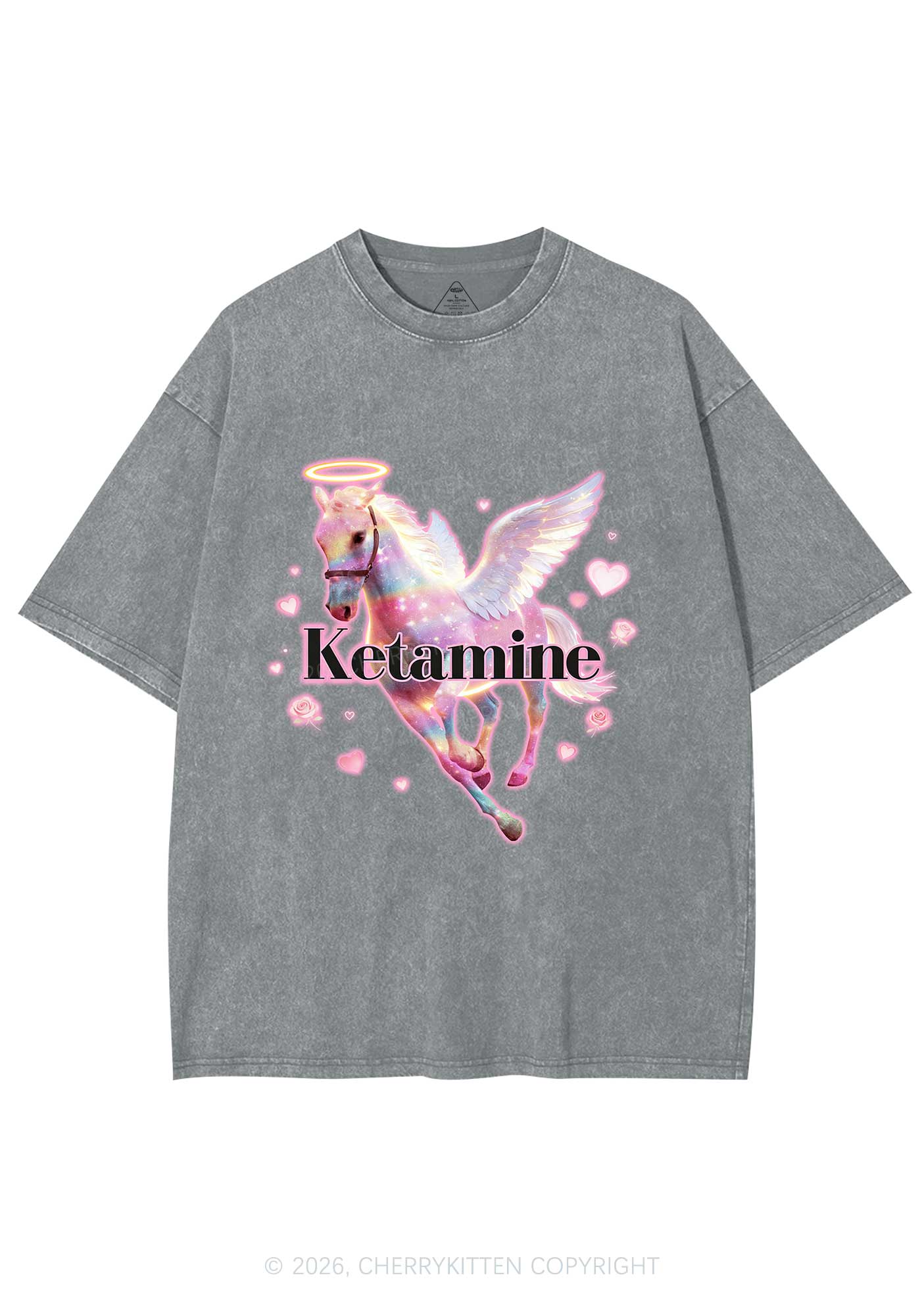Angel K Horse Valentine's Day Y2K Shirts Washed Tee Cherrykitten - Image 7