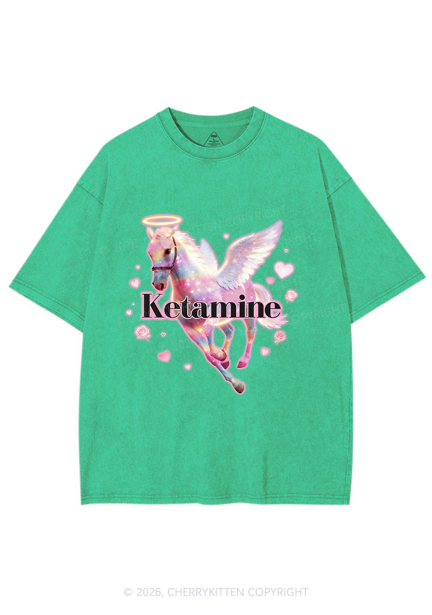 Angel K Horse Valentine's Day Y2K Shirts Washed Tee Cherrykitten - Image 8