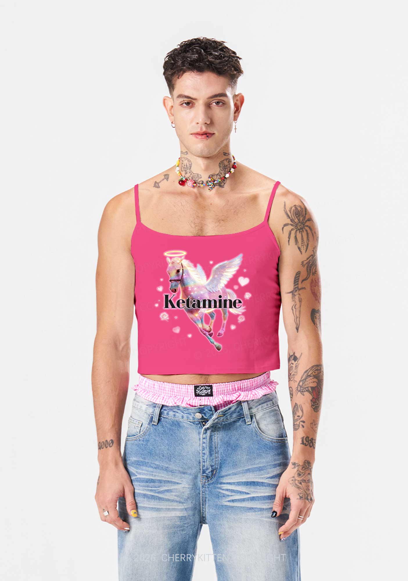 Angel K Horse Valentine's Day Y2K Spaghetti Strap Cami Cherrykitten - Image 2