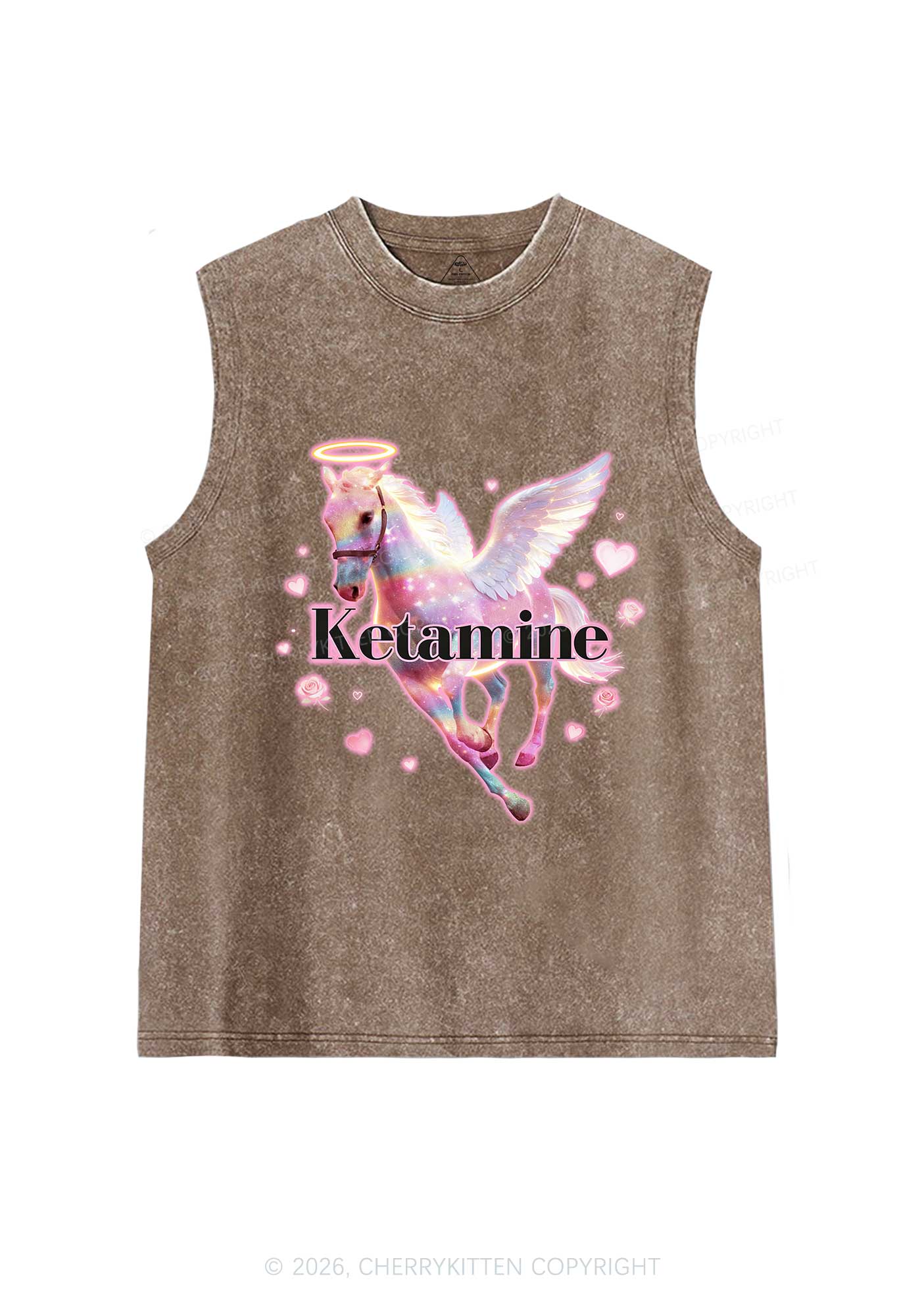 Angel K Horse Valentine's Day Y2K Washed Muscle Tank Cherrykitten - Image 5