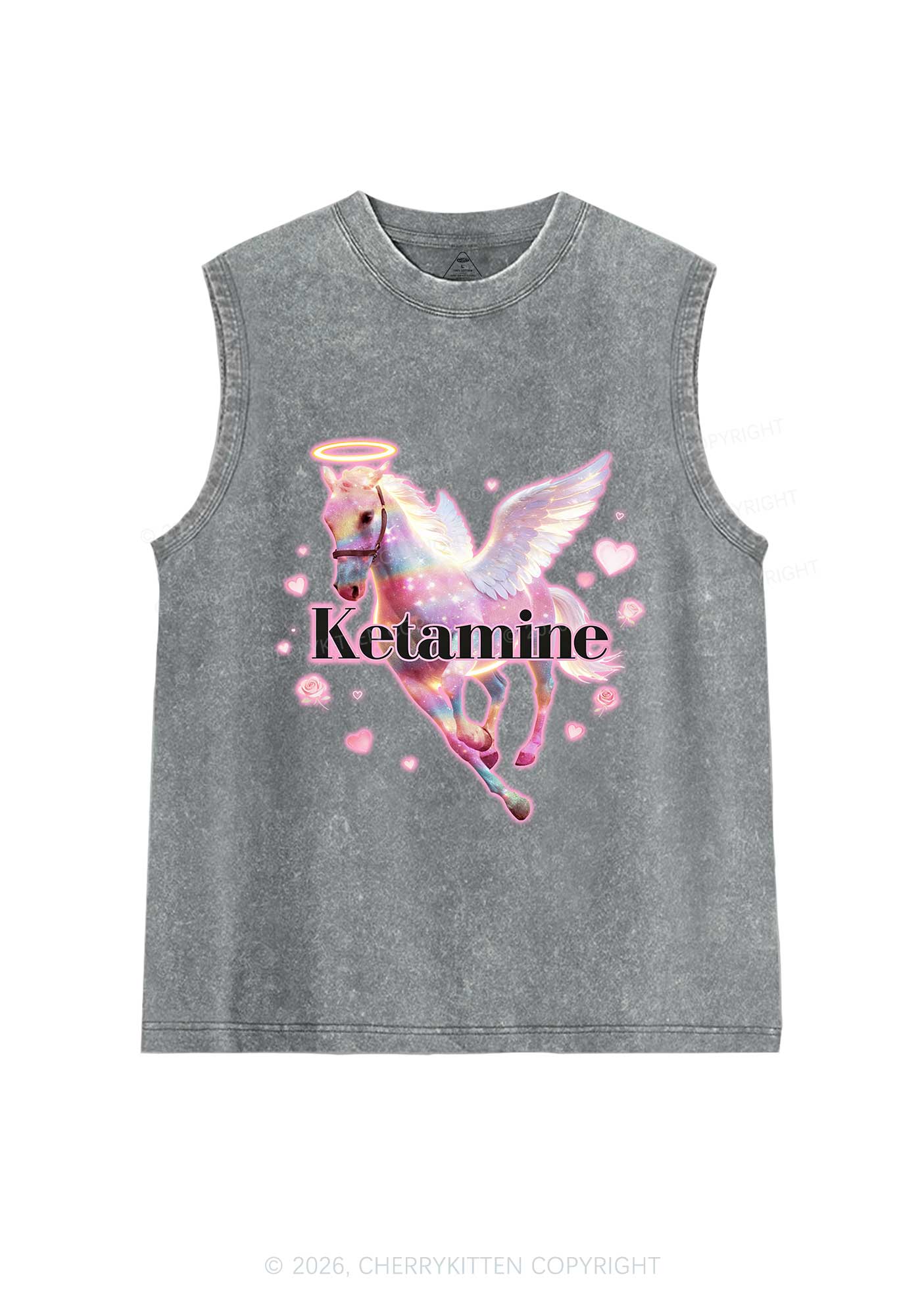 Angel K Horse Valentine's Day Y2K Washed Muscle Tank Cherrykitten - Image 6