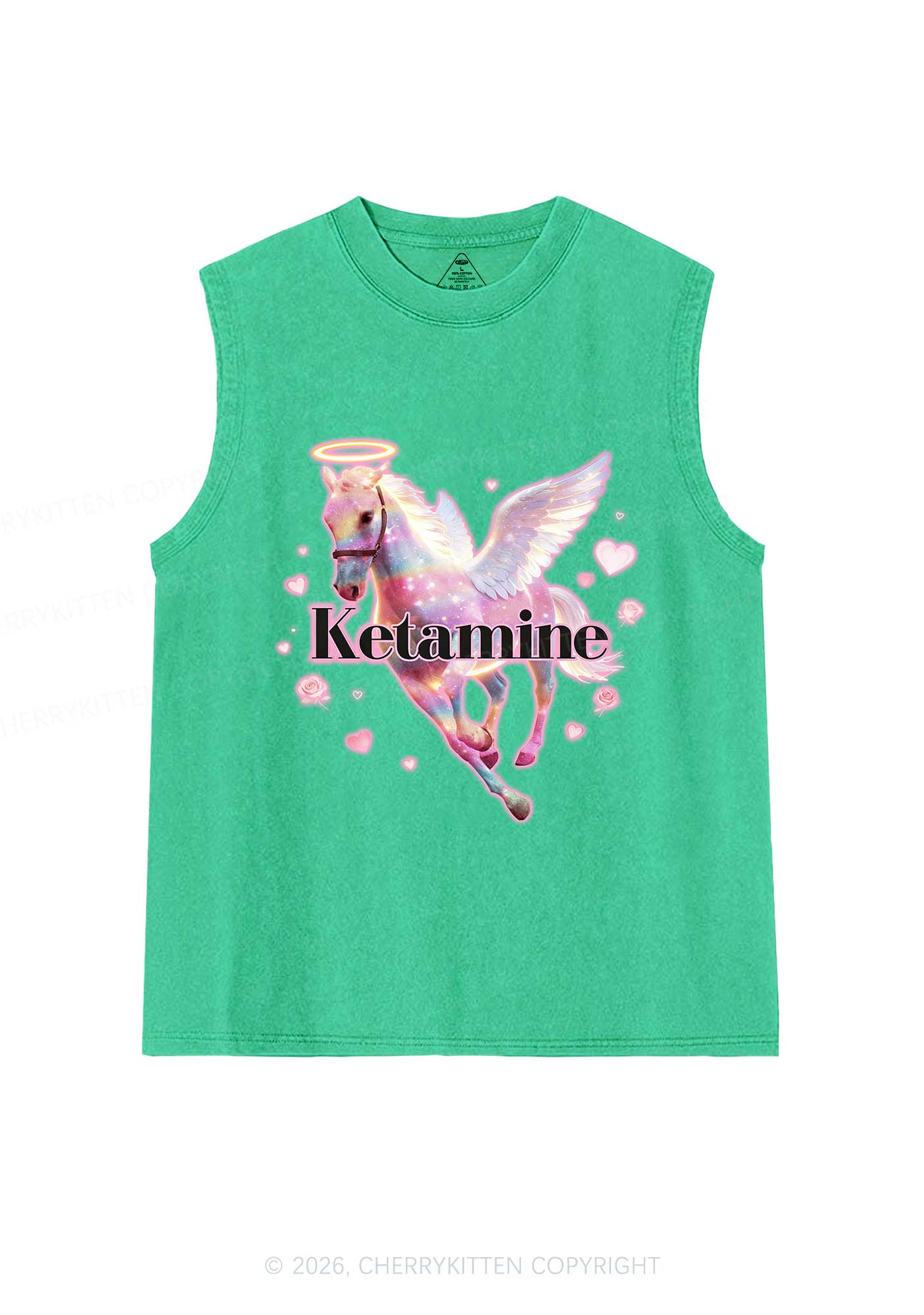 Angel K Horse Valentine's Day Y2K Washed Muscle Tank Cherrykitten - Image 7