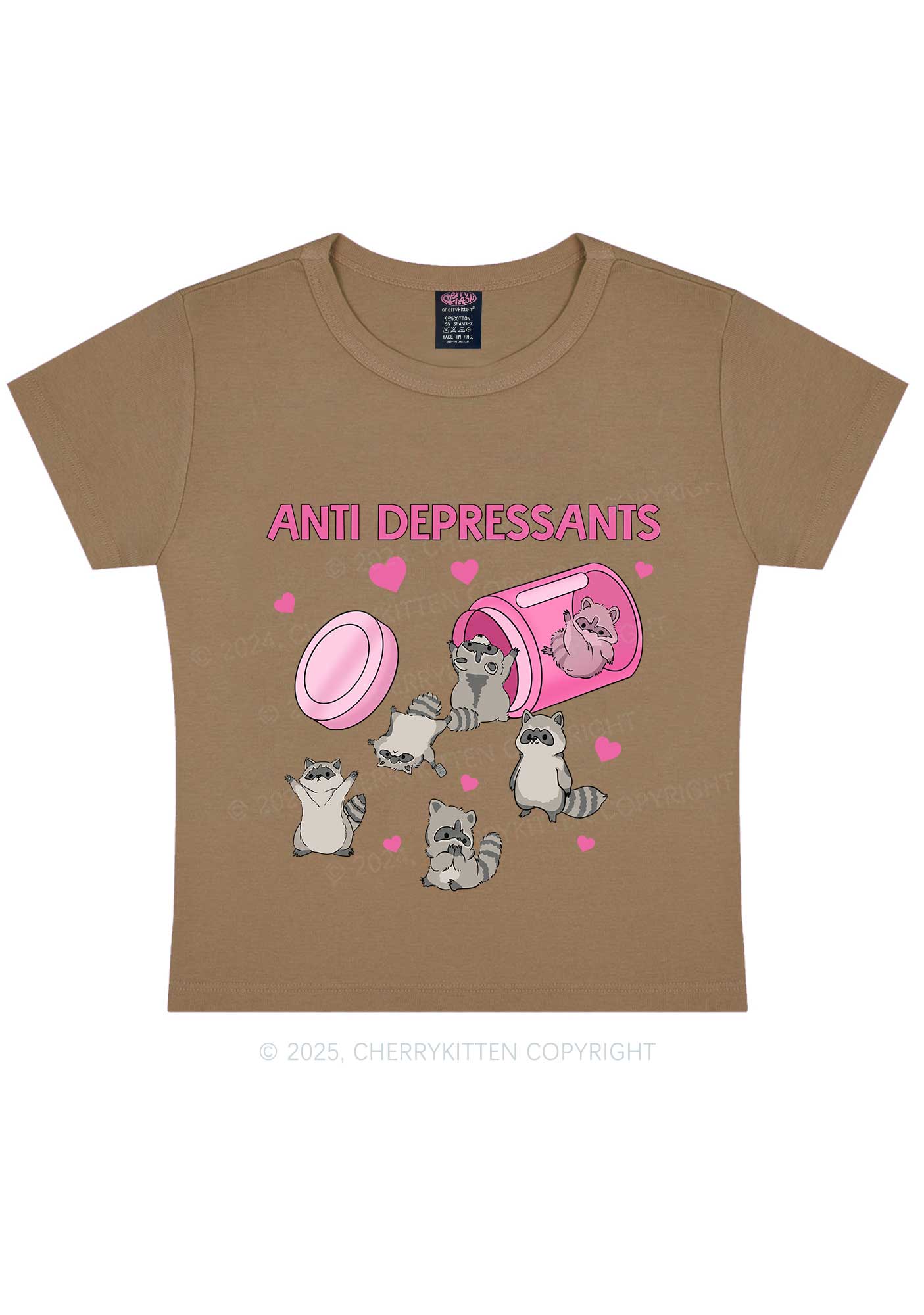 Anti Depressants Raccoon Y2K Baby Tee Cherrykitten - Image 10