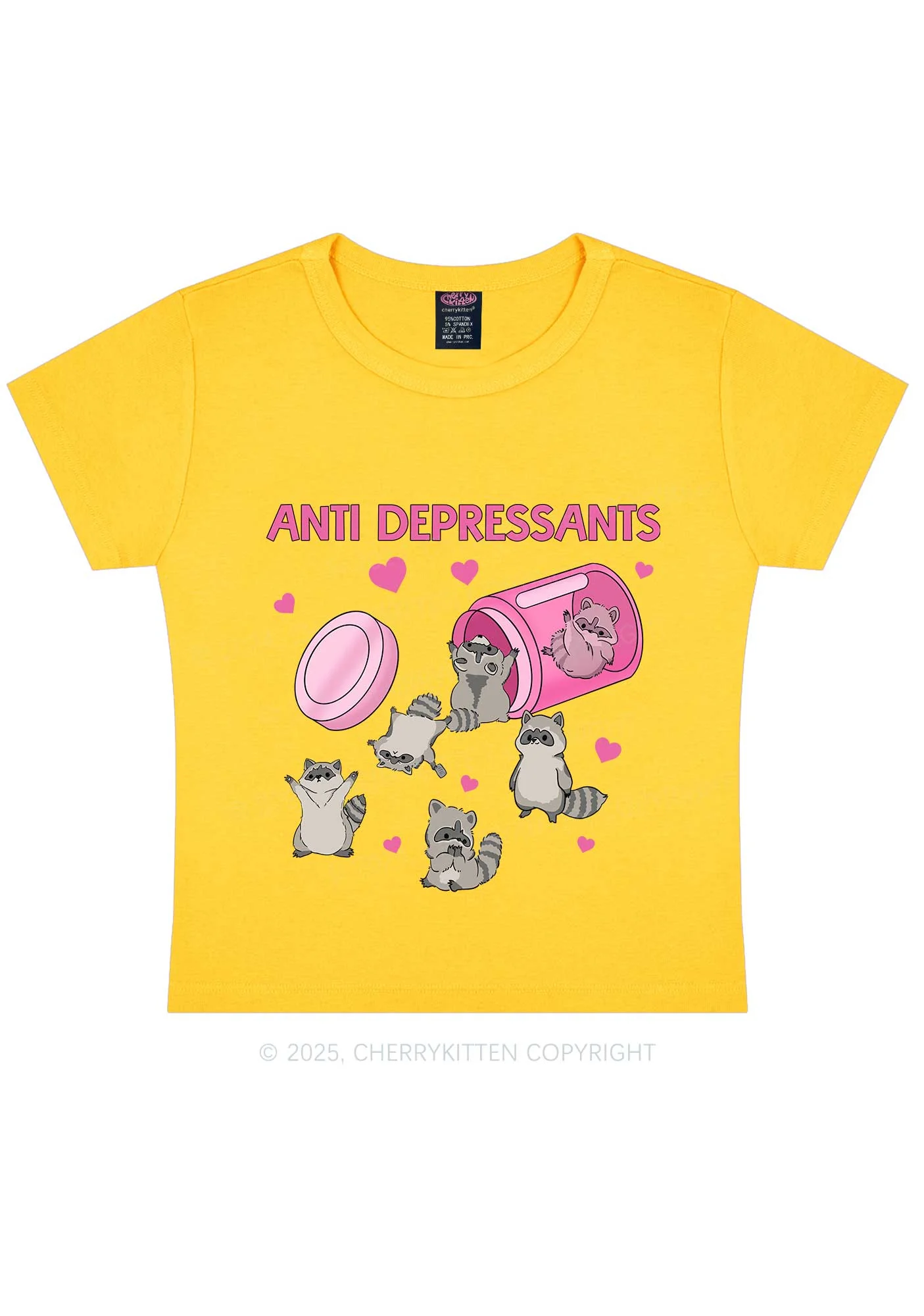 Anti Depressants Raccoon Y2K Baby Tee Cherrykitten - Image 8