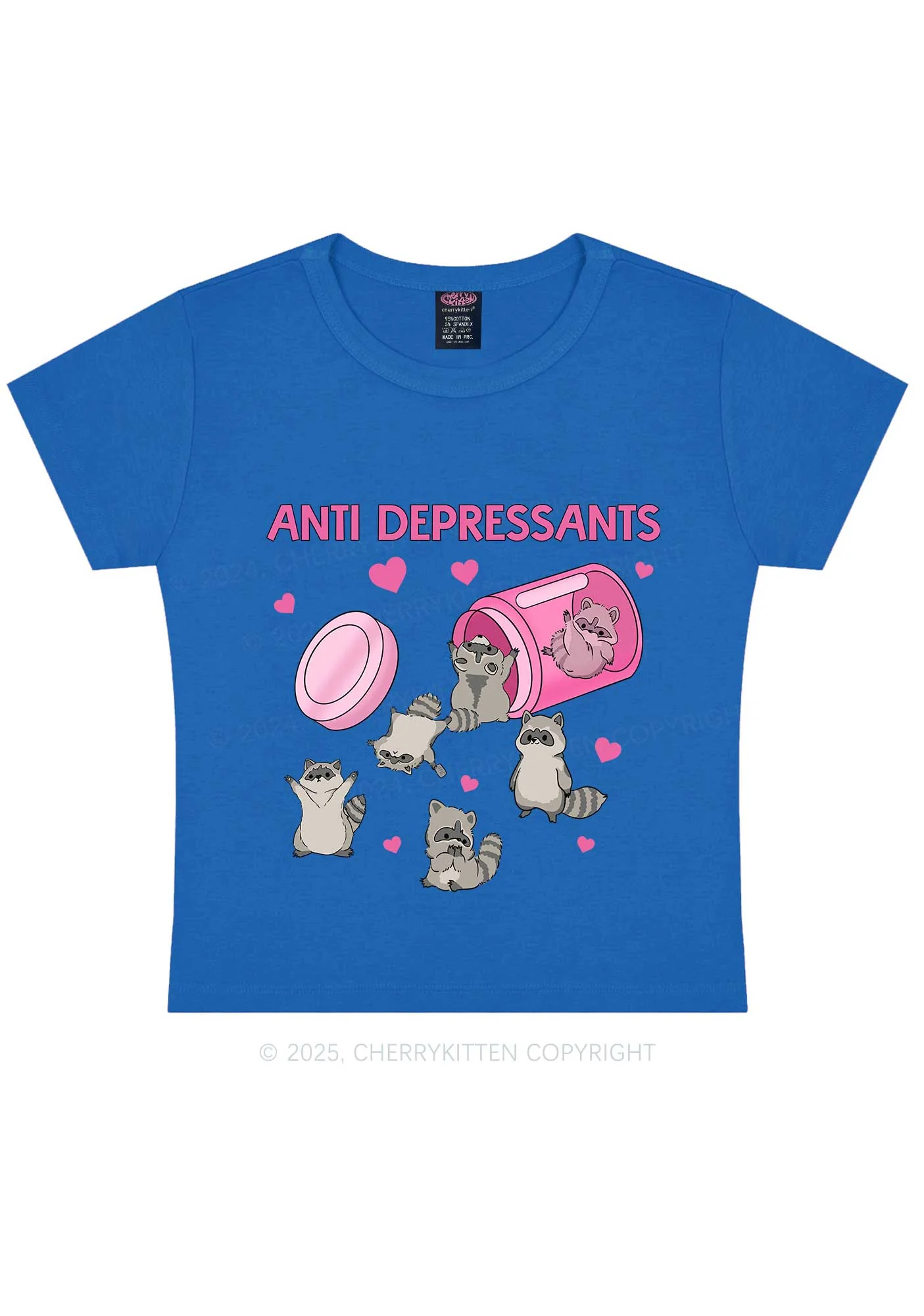 Anti Depressants Raccoon Y2K Baby Tee Cherrykitten - Image 9
