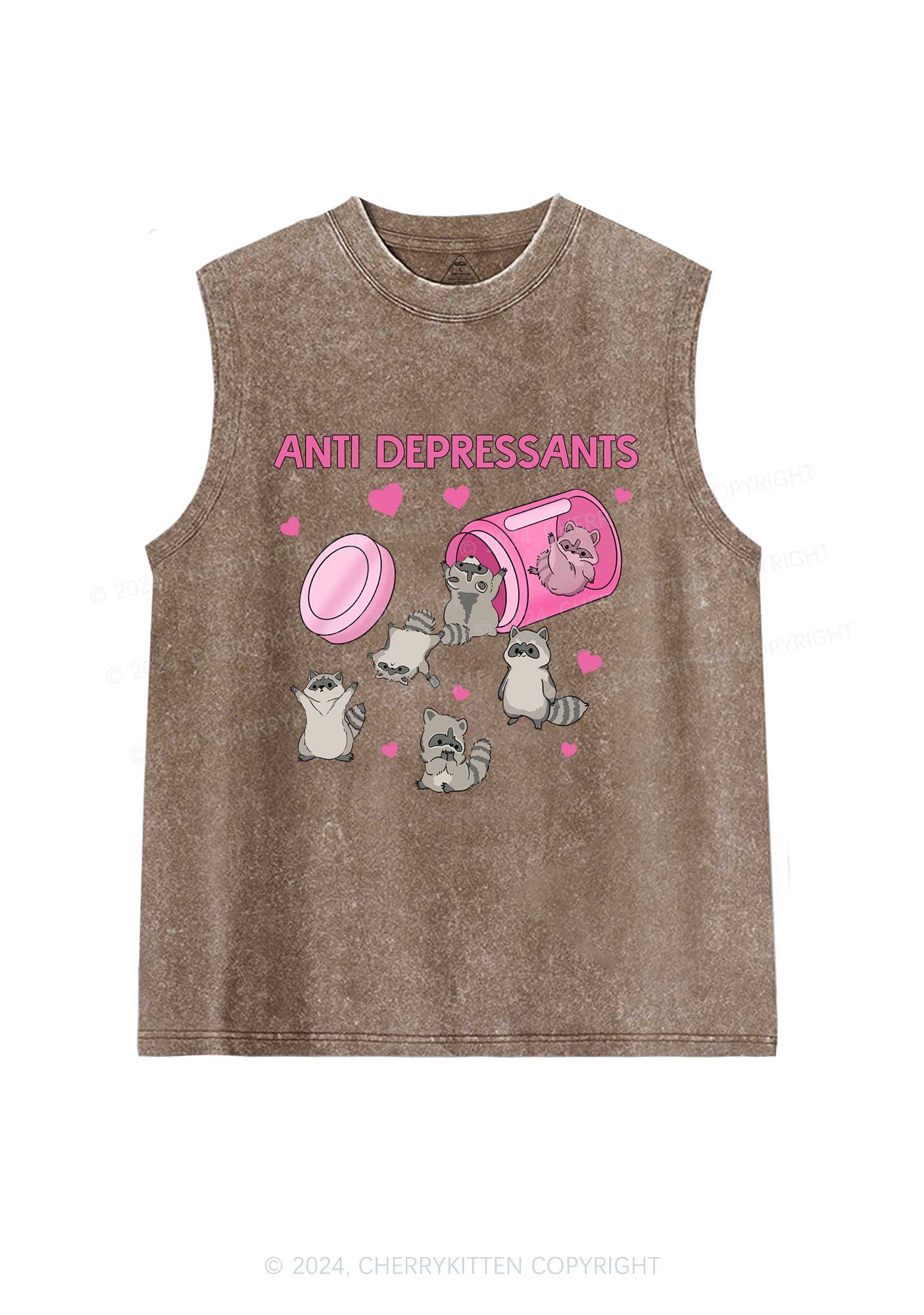 Anti Depressants Raccoon Y2K Washed Tank Cherrykitten - Image 5