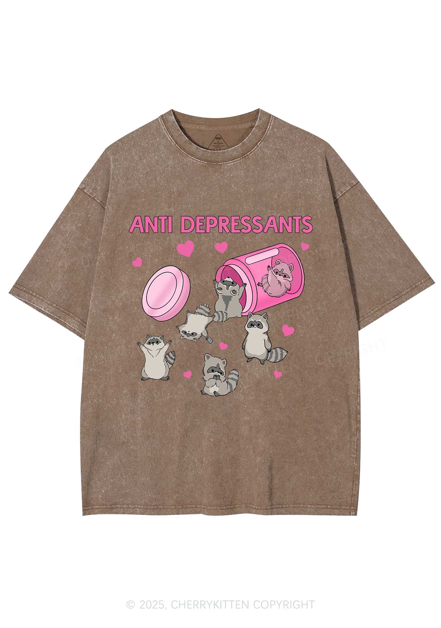 Anti Depressants Raccoon Y2K Washed Tee Cherrykitten - Image 7
