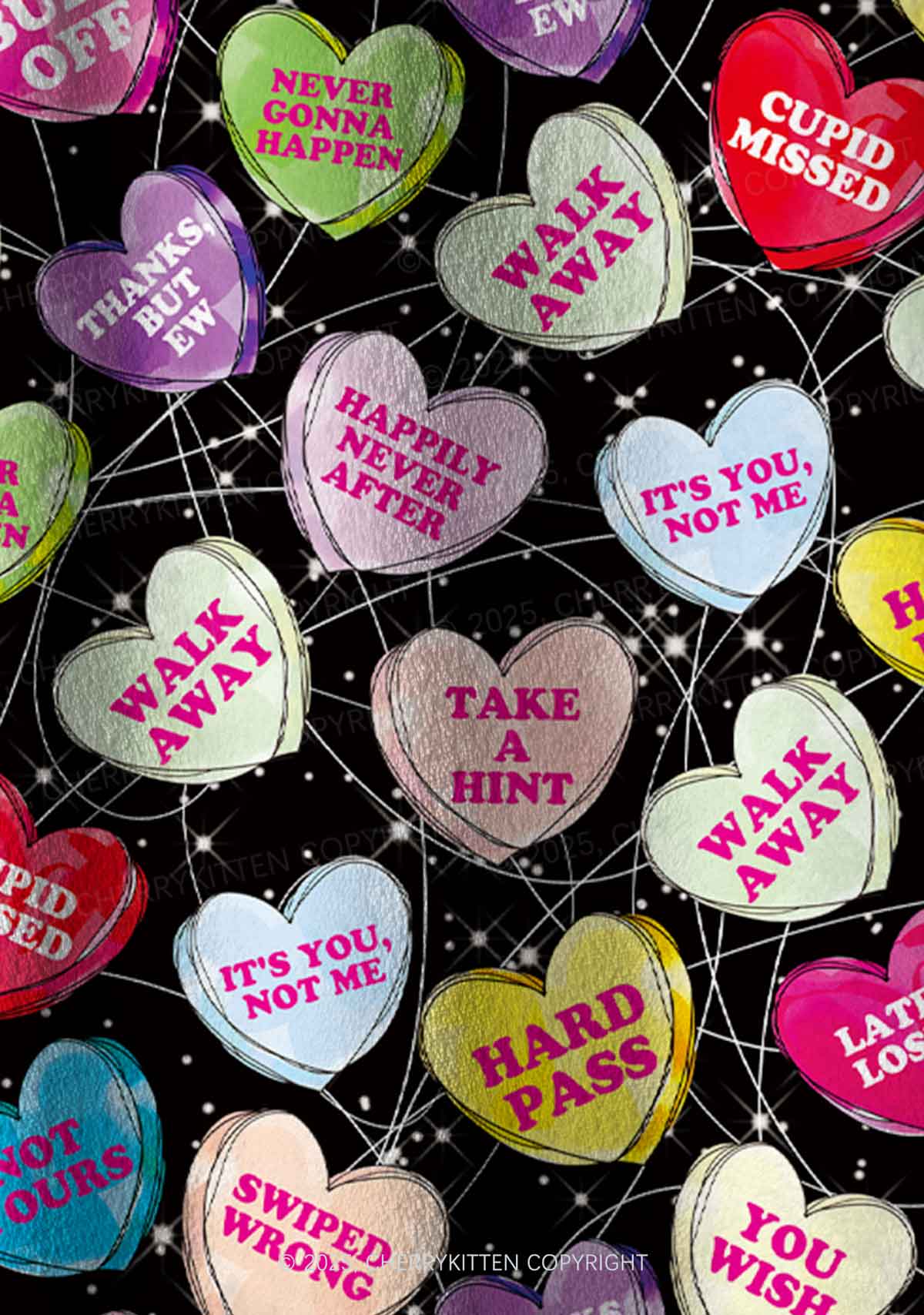 Anti Romantic Candy Y2K Valentine's Day Fleece Long Sleeve Pajama Set Cherrykitten - Image 5