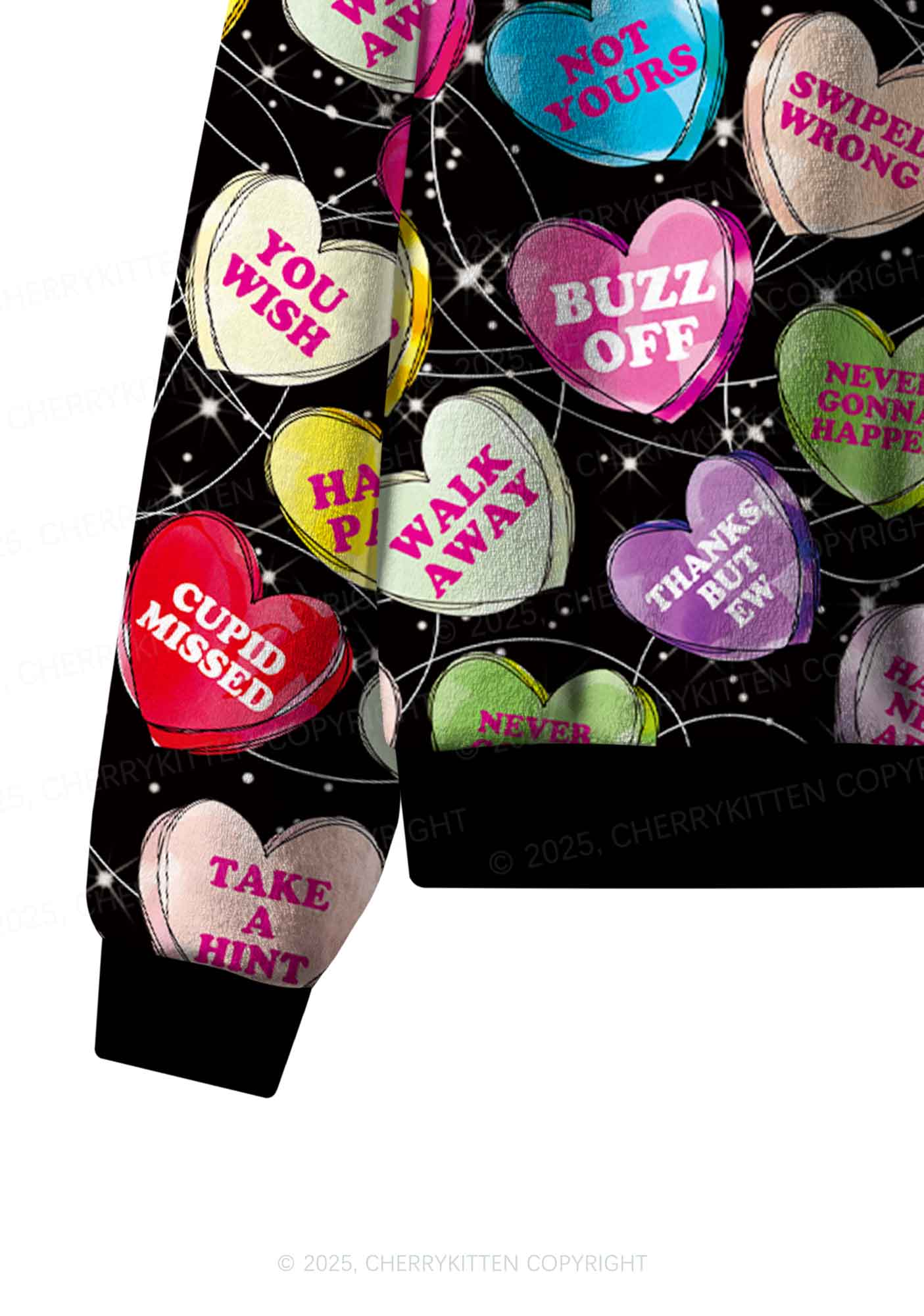 Anti Romantic Candy Y2K Valentine's Day Fleece Long Sleeve Pajama Set Cherrykitten - Image 6