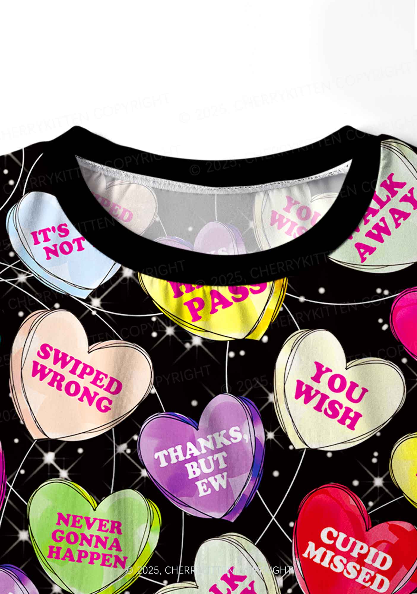 Anti Romantic Candy Y2K Valentine's Day Print Long Sleeve Pajama Set Cherrykitten - Image 4