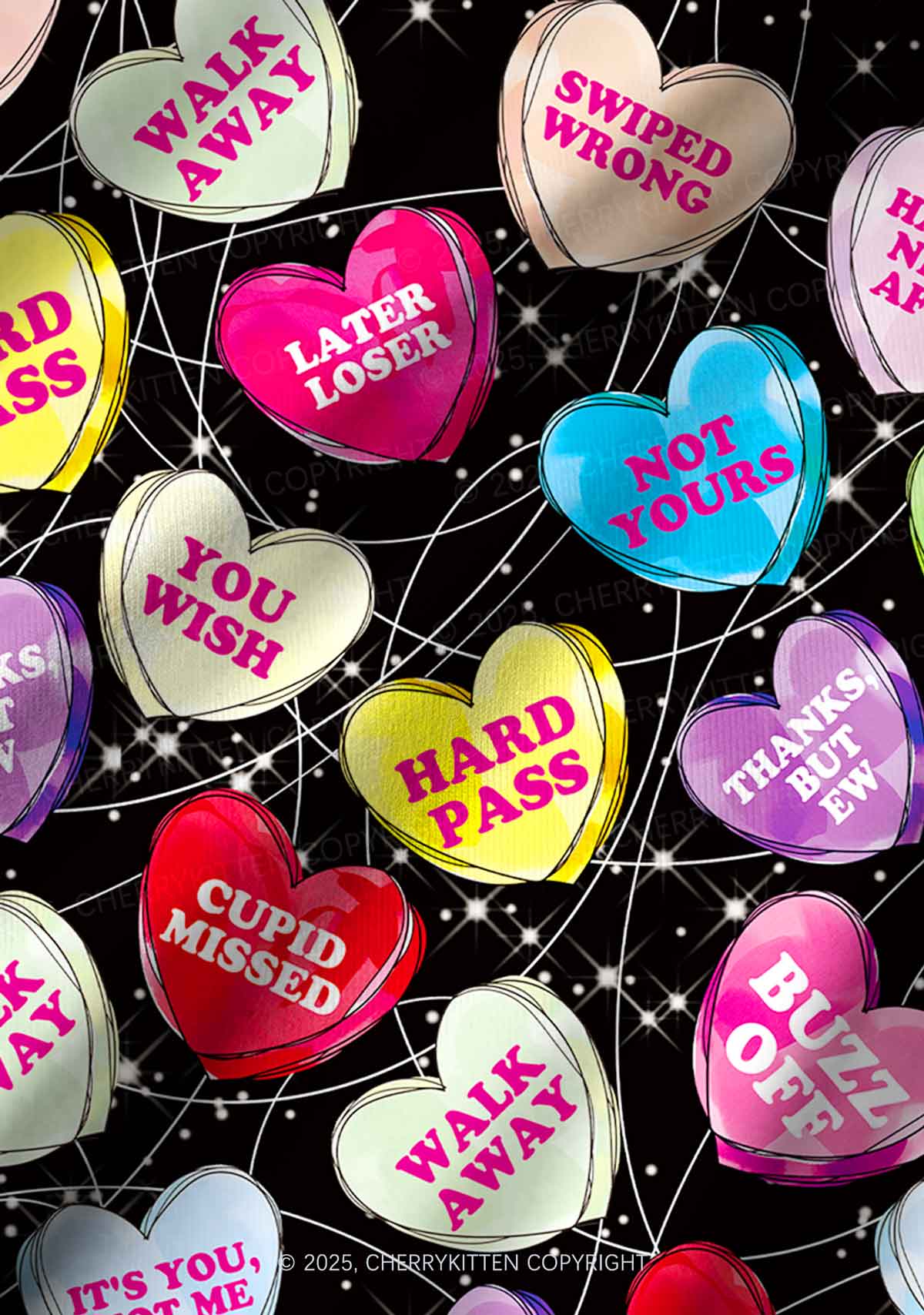 Anti Romantic Candy Y2K Valentine's Day Print Long Sleeve Pajama Set Cherrykitten - Image 6