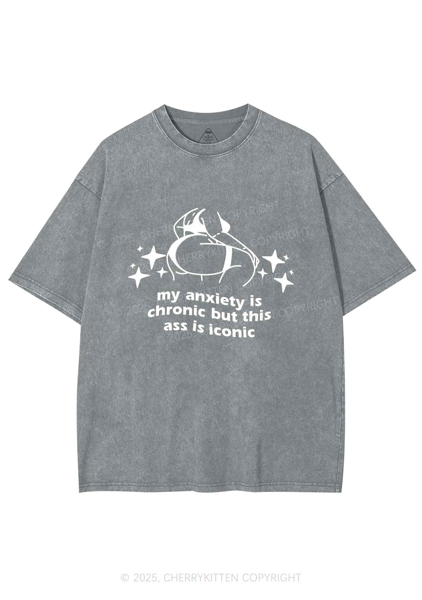 Anxiety Chronic Ass Iconic Y2K Shirts Washed Tee Cherrykitten - Image 7