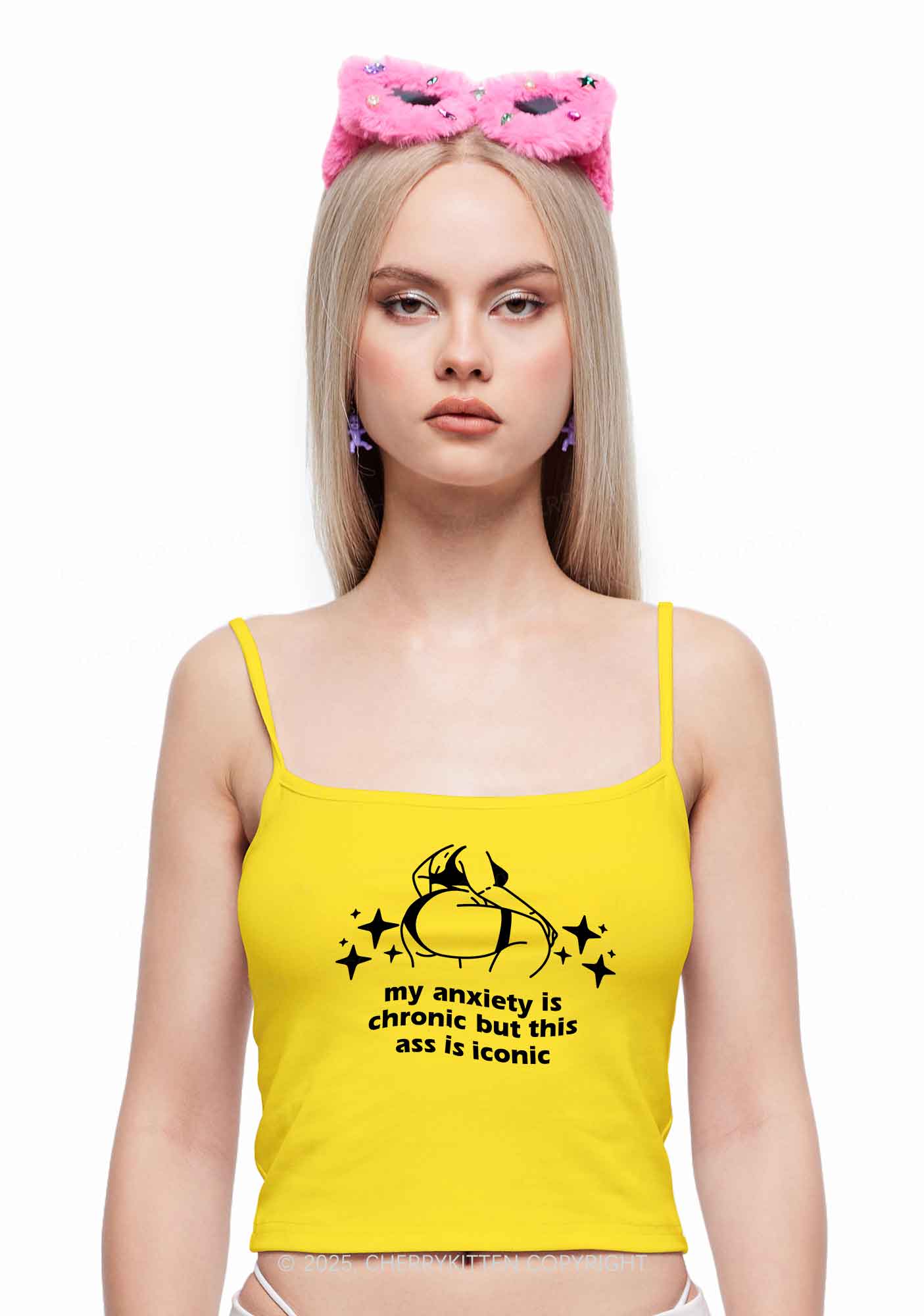 Anxiety Chronic Ass Iconic Y2K Spaghetti Strap Cami Cherrykitten - Image 2