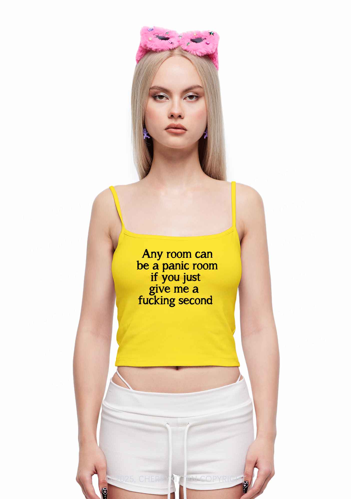 Any Room Can Be Panic Y2K Spaghetti Strap Cami Cherrykitten - Image 2
