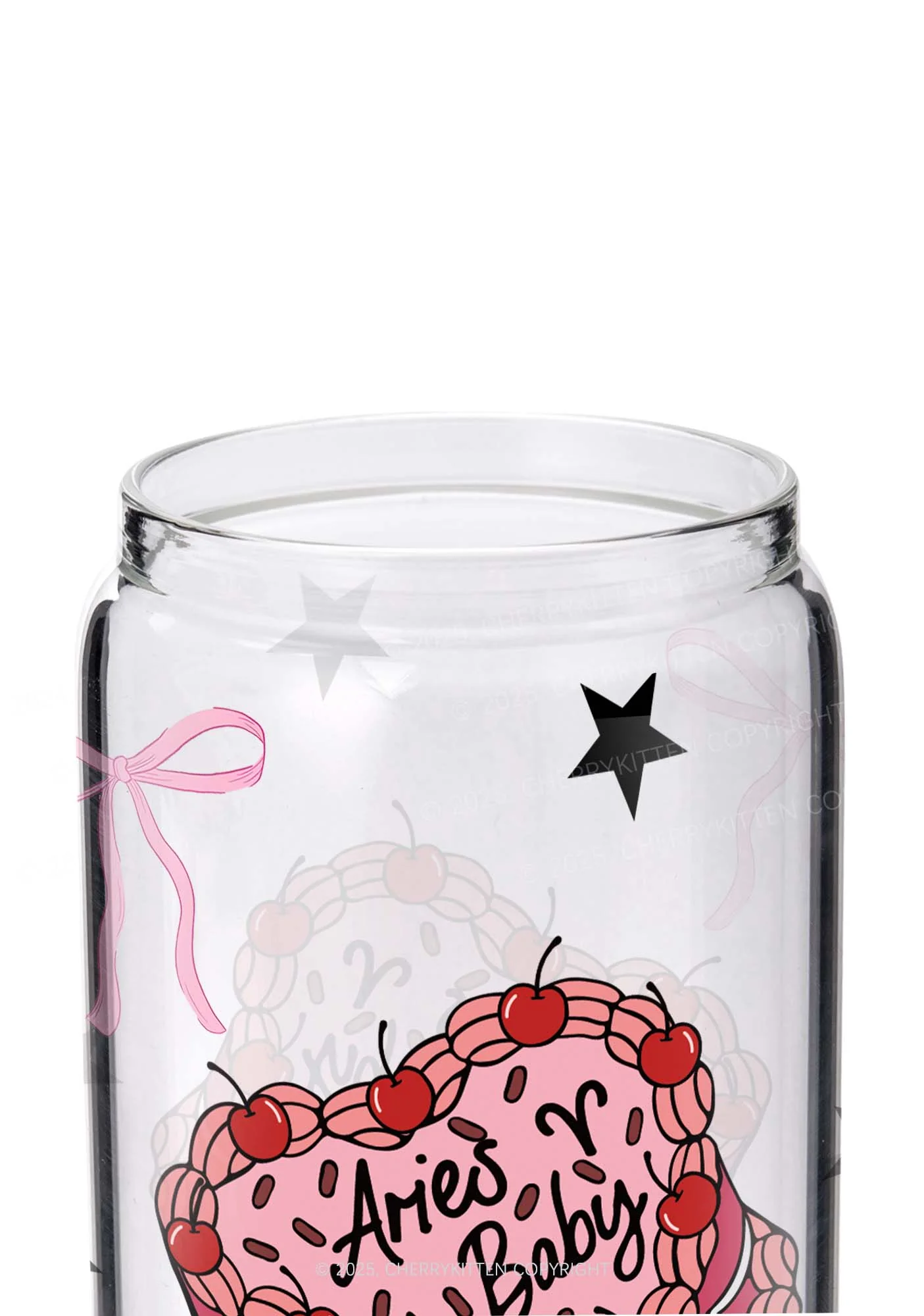 Aries Baby Y2K Printed Glass Cup Cherrykitten - Image 2
