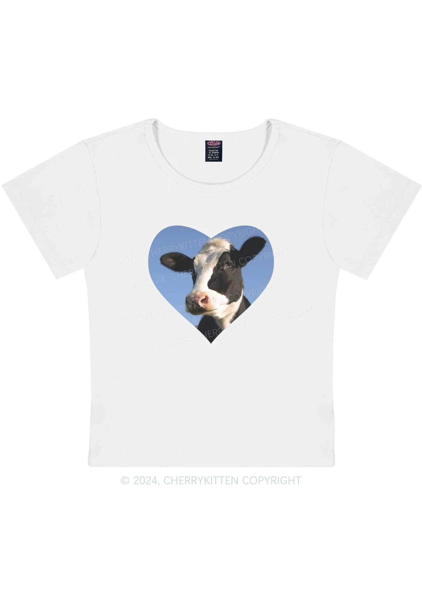 Attentive Cow Y2K Baby Tee Cherrykitten - Image 3