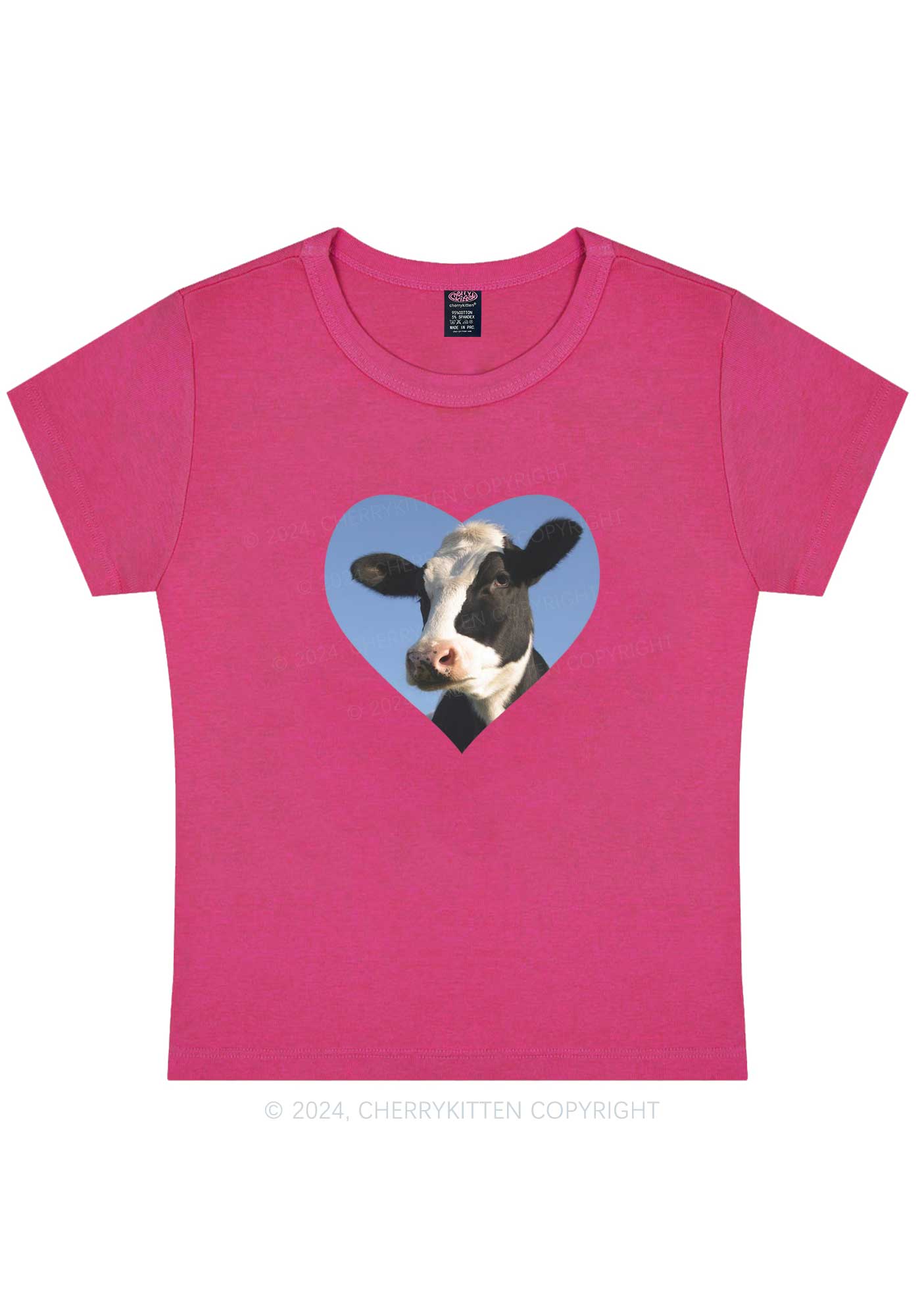 Attentive Cow Y2K Baby Tee Cherrykitten - Image 5