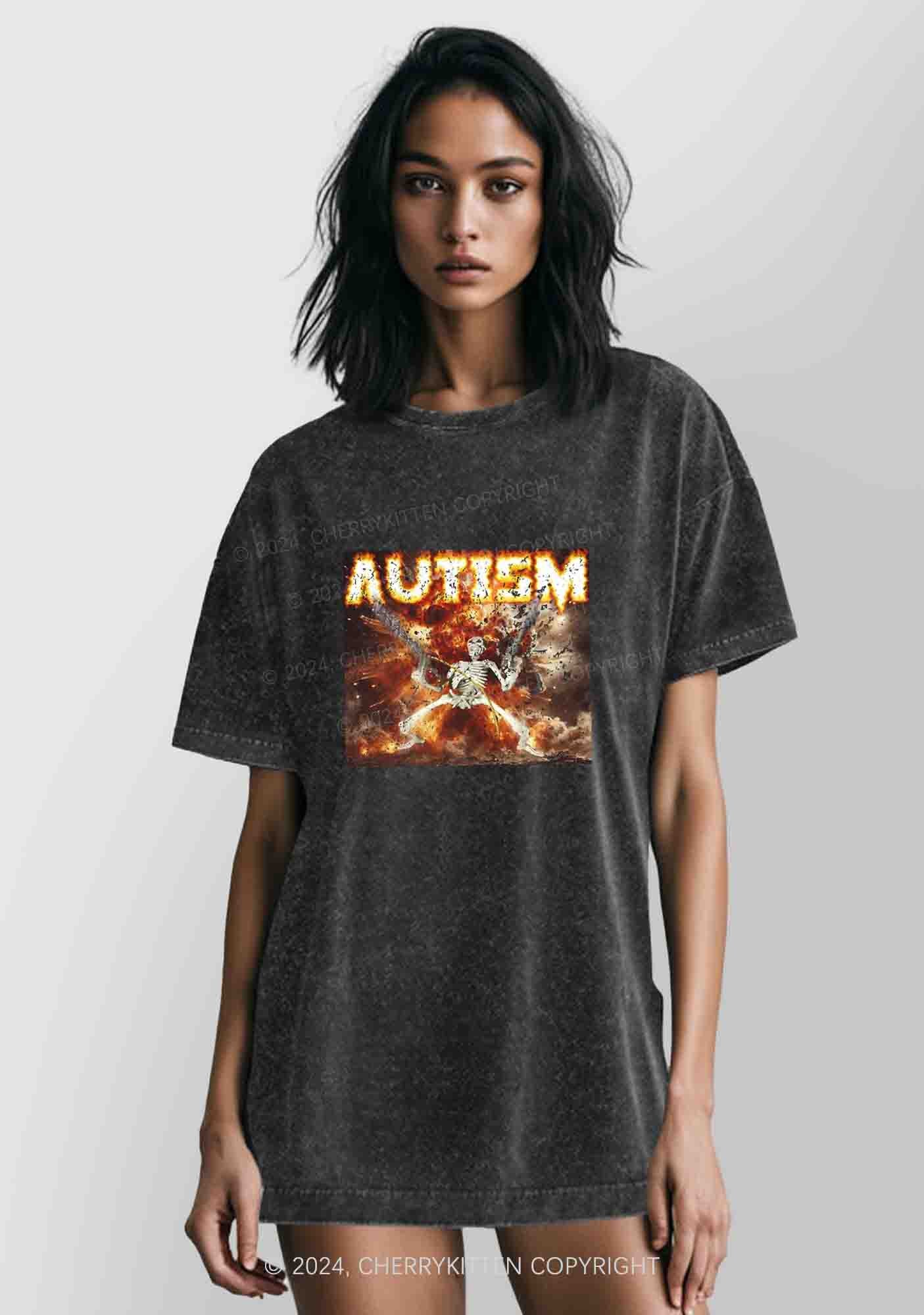 Autism Y2K Washed Tee Cherrykitten - Image 2