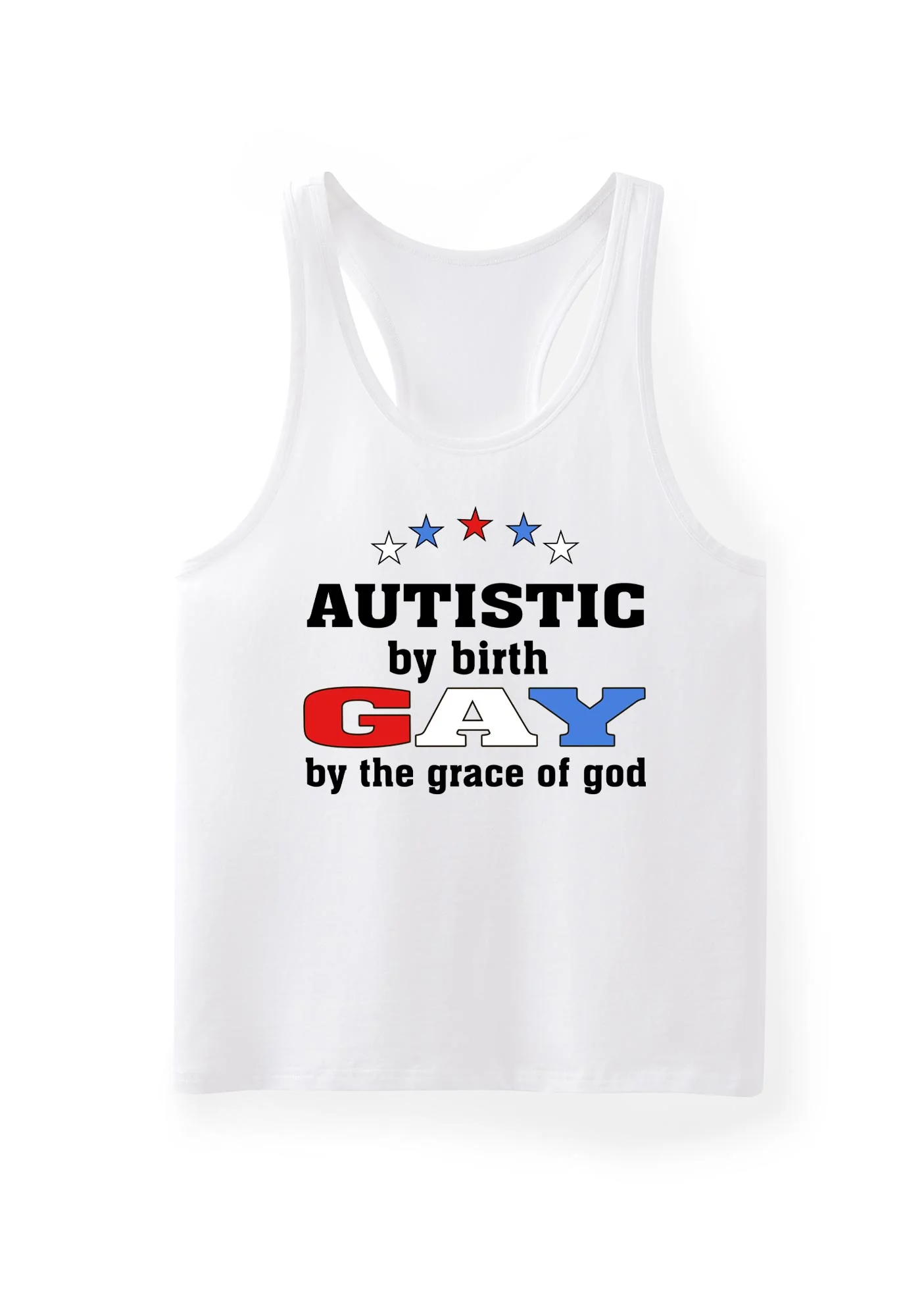 Autistic By Birth Gay Pride Y2K Men Racerback Tank Top Cherrykitten - Image 3