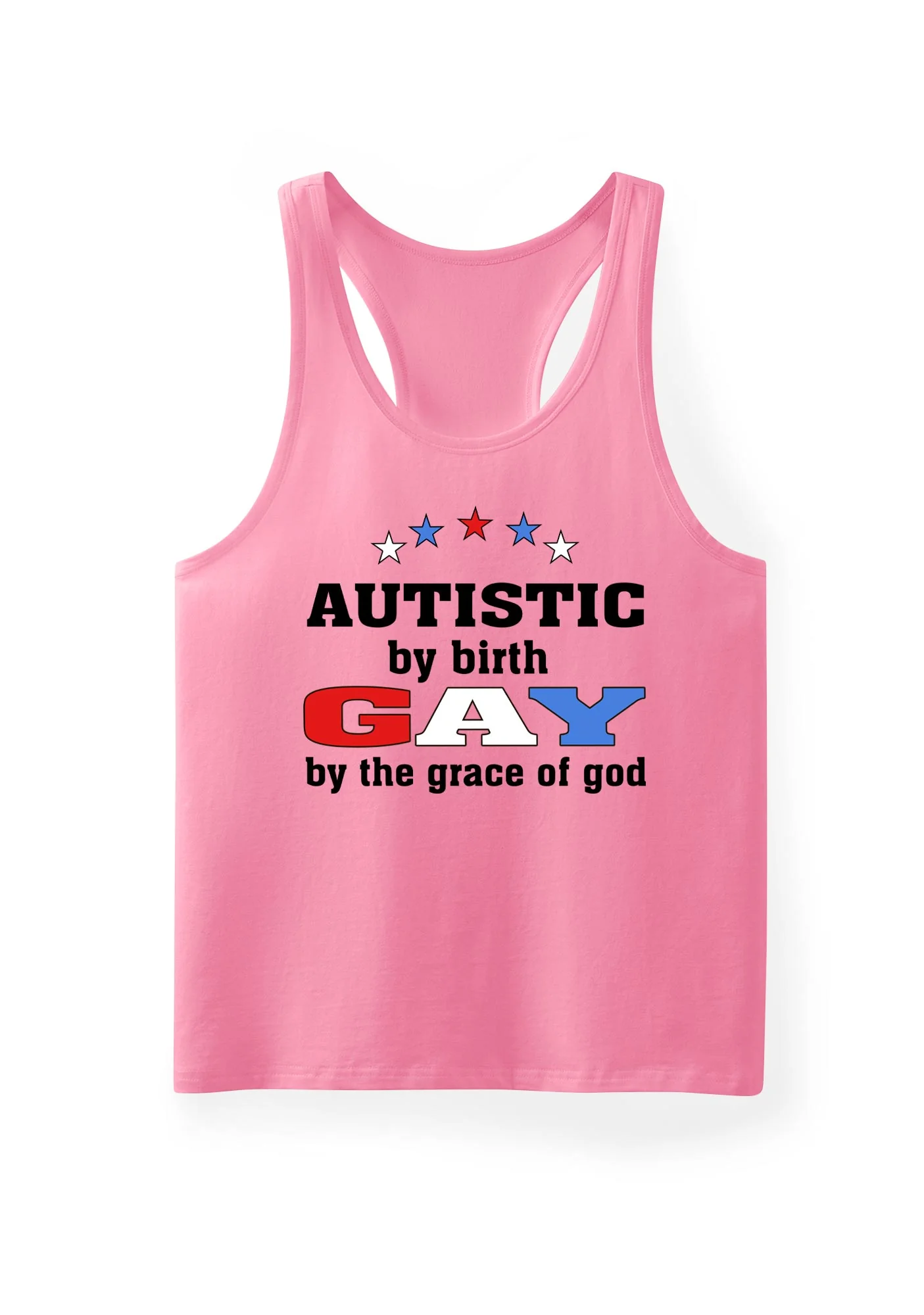 Autistic By Birth Gay Pride Y2K Men Racerback Tank Top Cherrykitten - Image 5