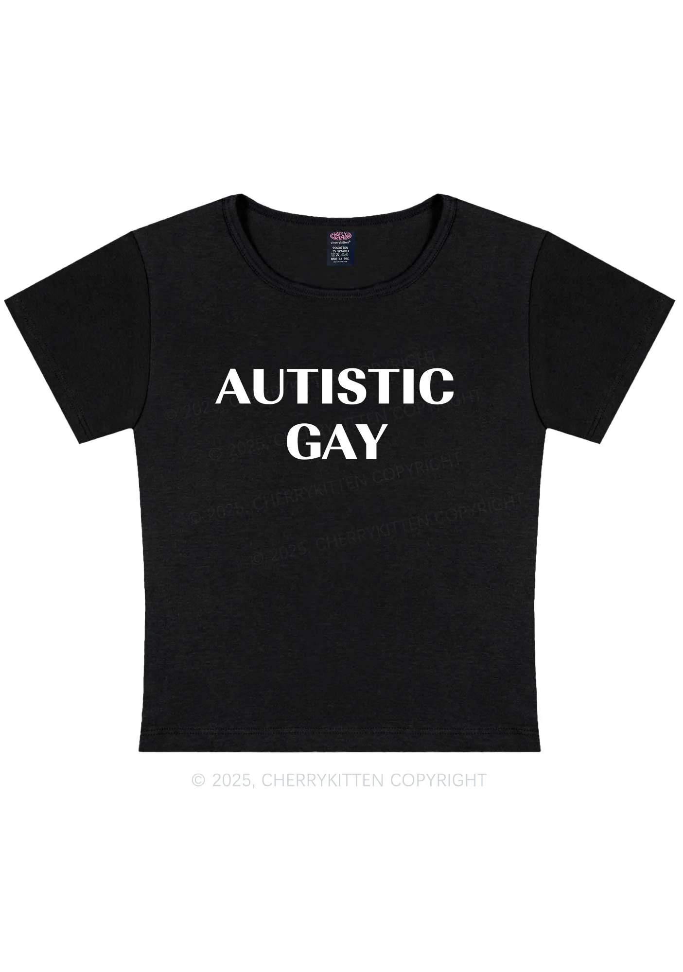 Autistic Gay Pride Y2K Baby Tee Cherrykitten - Image 4