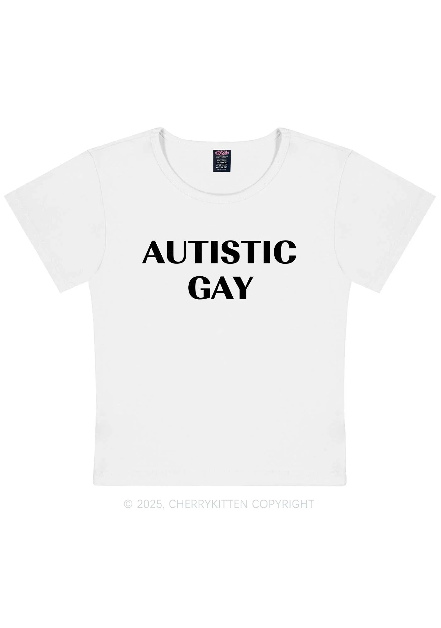 Autistic Gay Pride Y2K Baby Tee Cherrykitten - Image 6