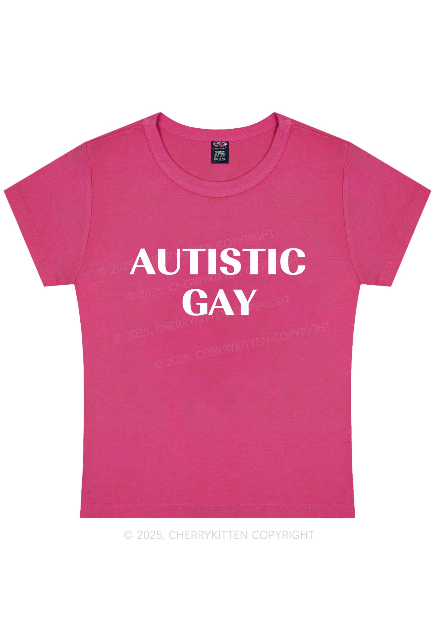 Autistic Gay Pride Y2K Baby Tee Cherrykitten - Image 7