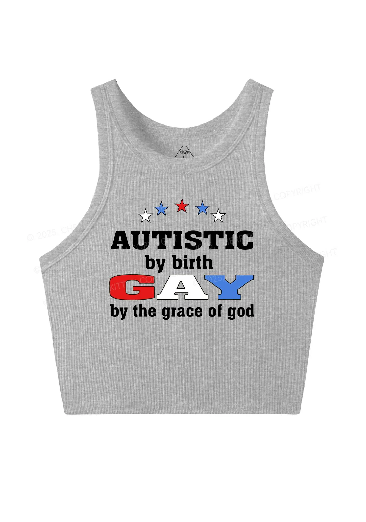 Autistic By Birth Gay Pride Y2K Crop Tank Top Cherrykitten - Image 4