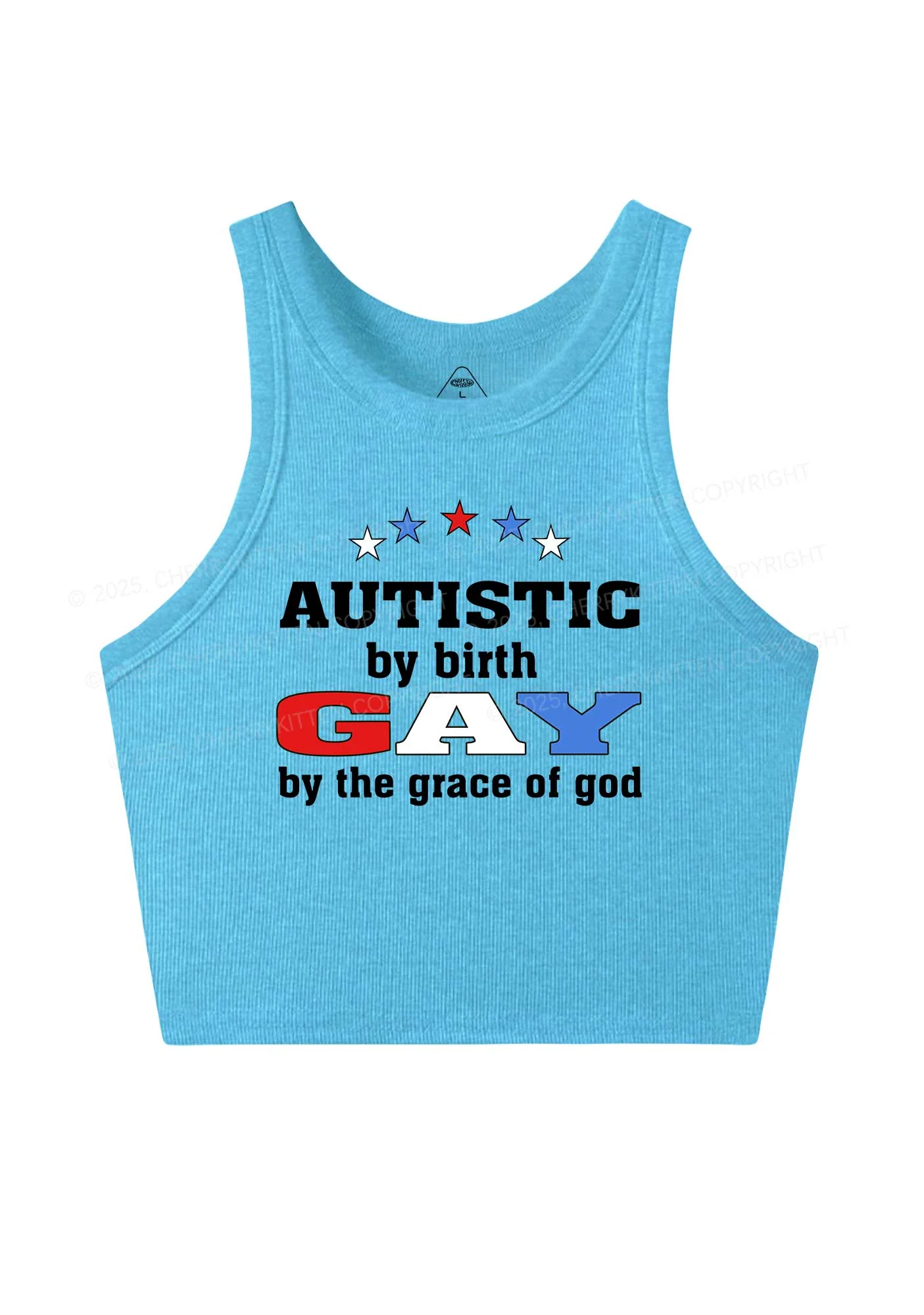 Autistic By Birth Gay Pride Y2K Crop Tank Top Cherrykitten - Image 5