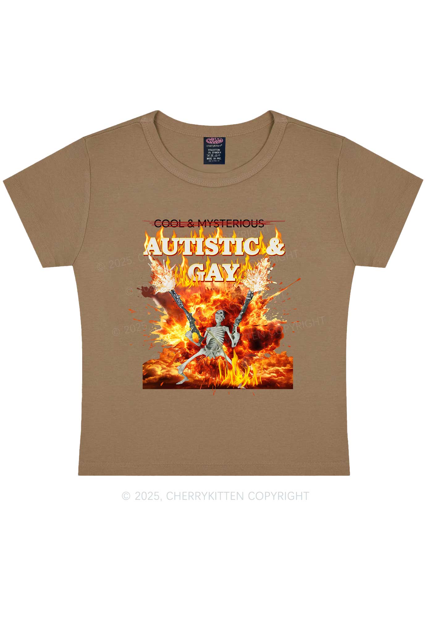 Autistic Gay Skeleton Y2K Baby Tee Cherrykitten - Image 10