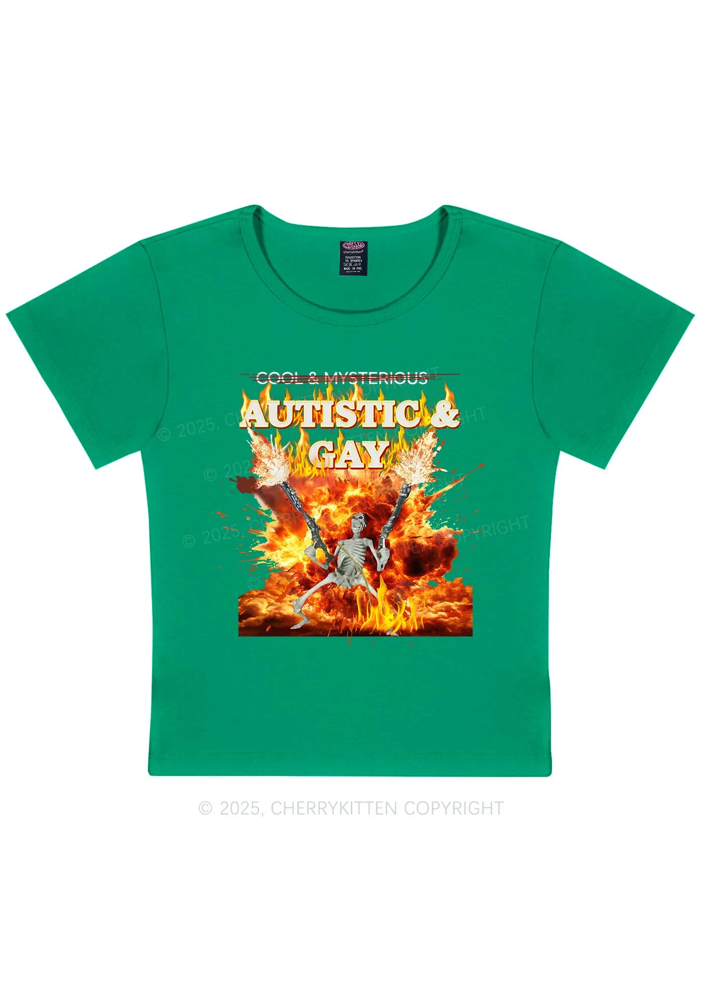 Autistic Gay Skeleton Y2K Baby Tee Cherrykitten - Image 11